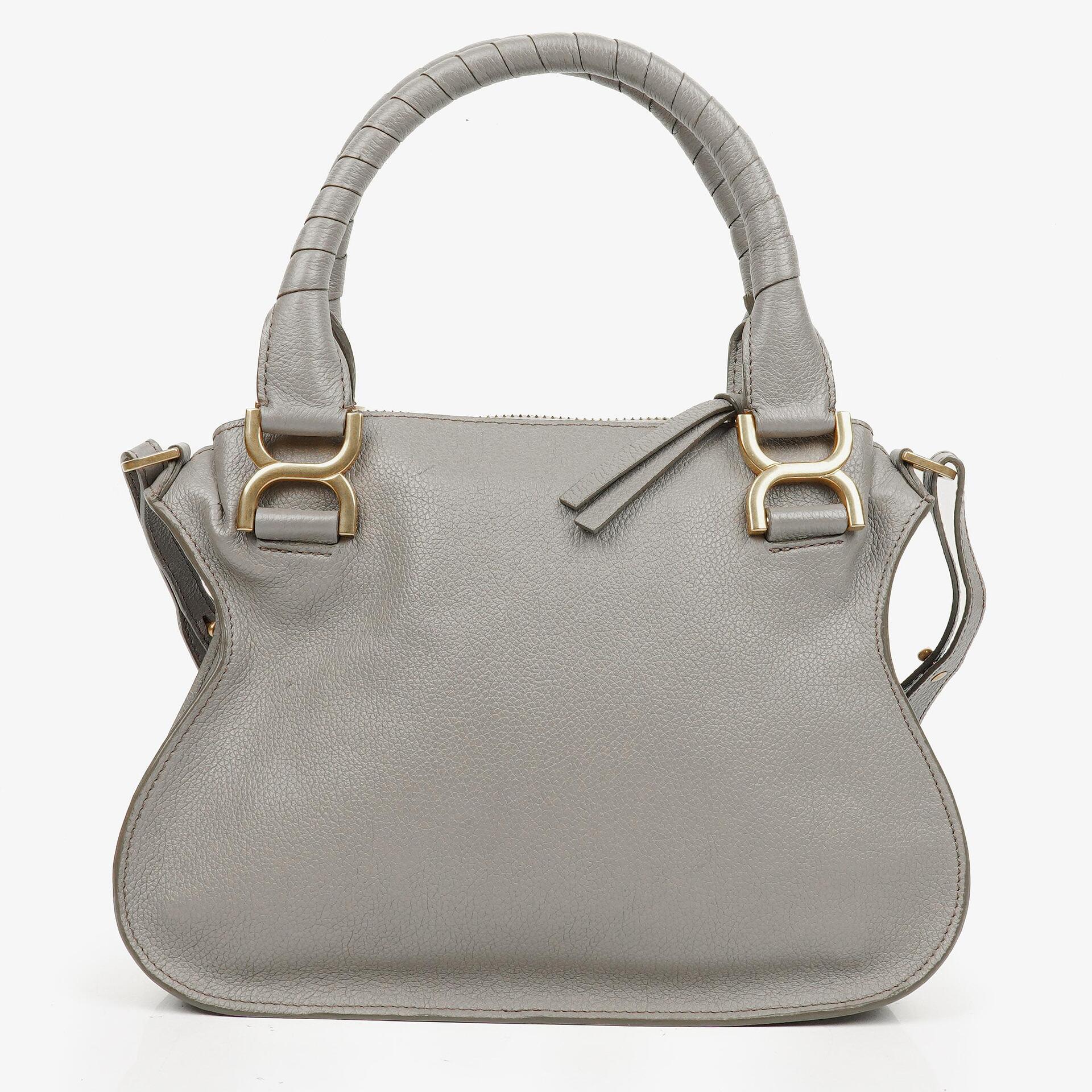 Chloe Marcie Small Cashmere Grey Grained Leather Bag