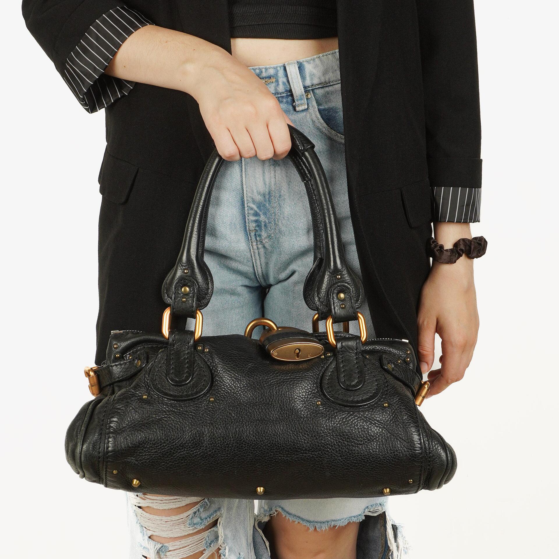 Chloe Paddington Black Calfskin Satchel Bag