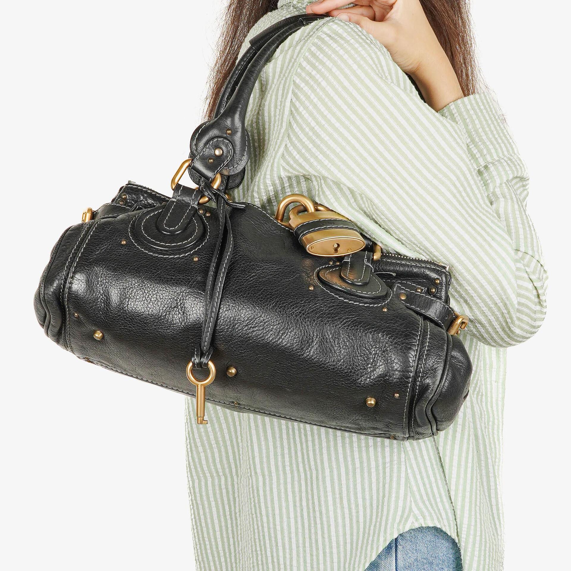 Chloe Paddington Black Calfskin Satchel Bag