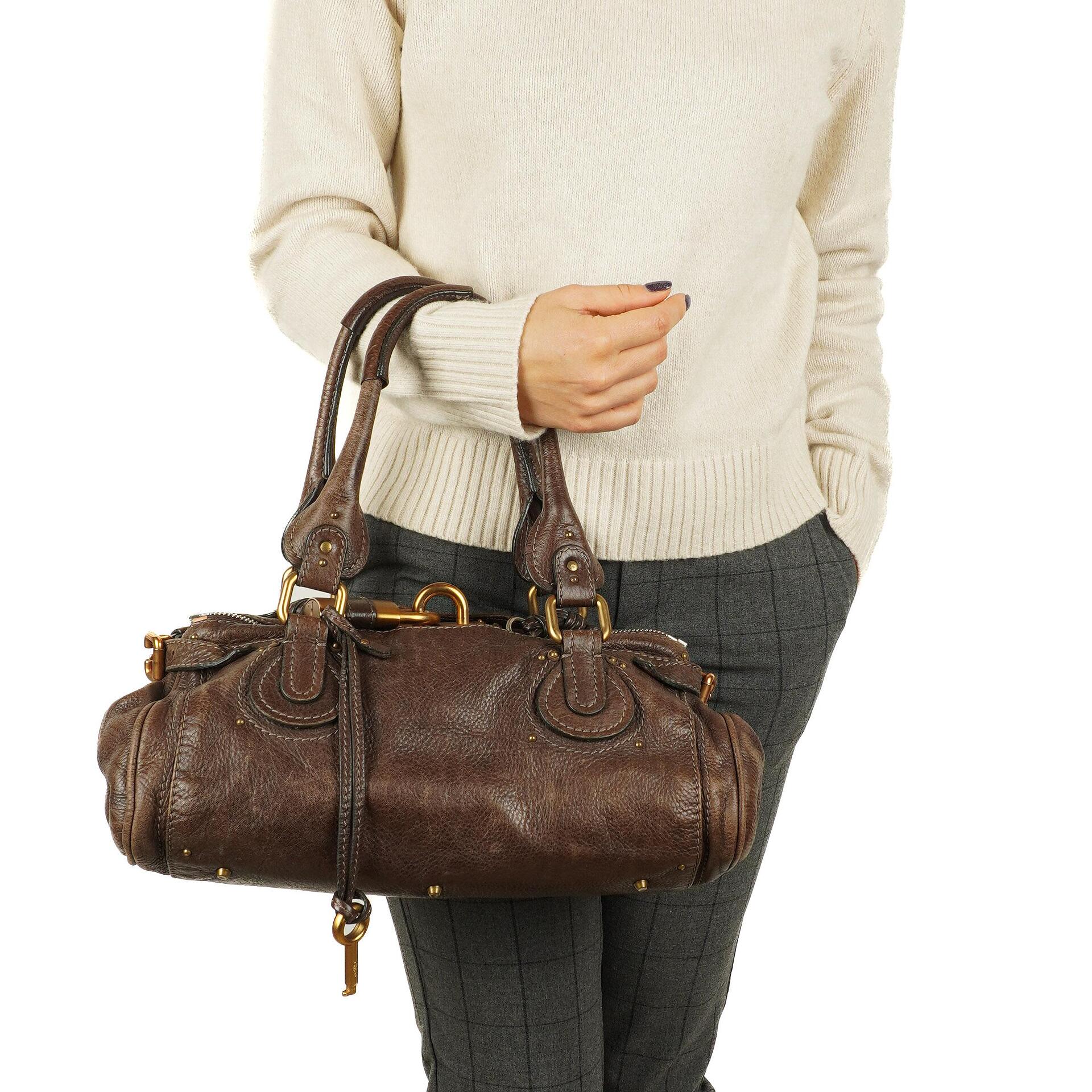 Chloe Paddington Calfskin Satchel Bag Brown