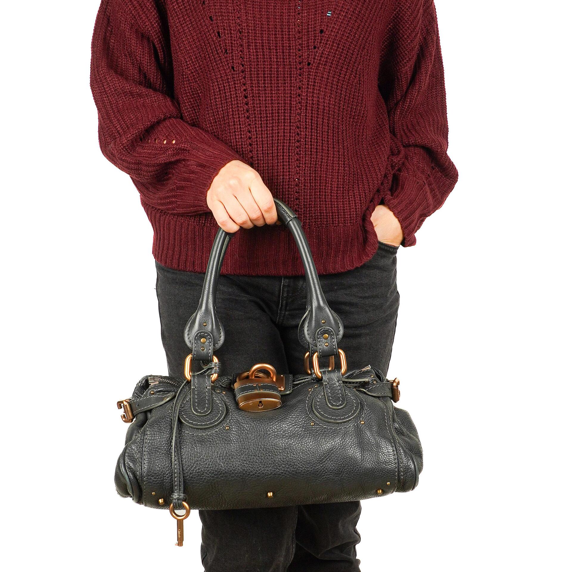 Chloe Paddington Calfskin Satchel Bag Grey