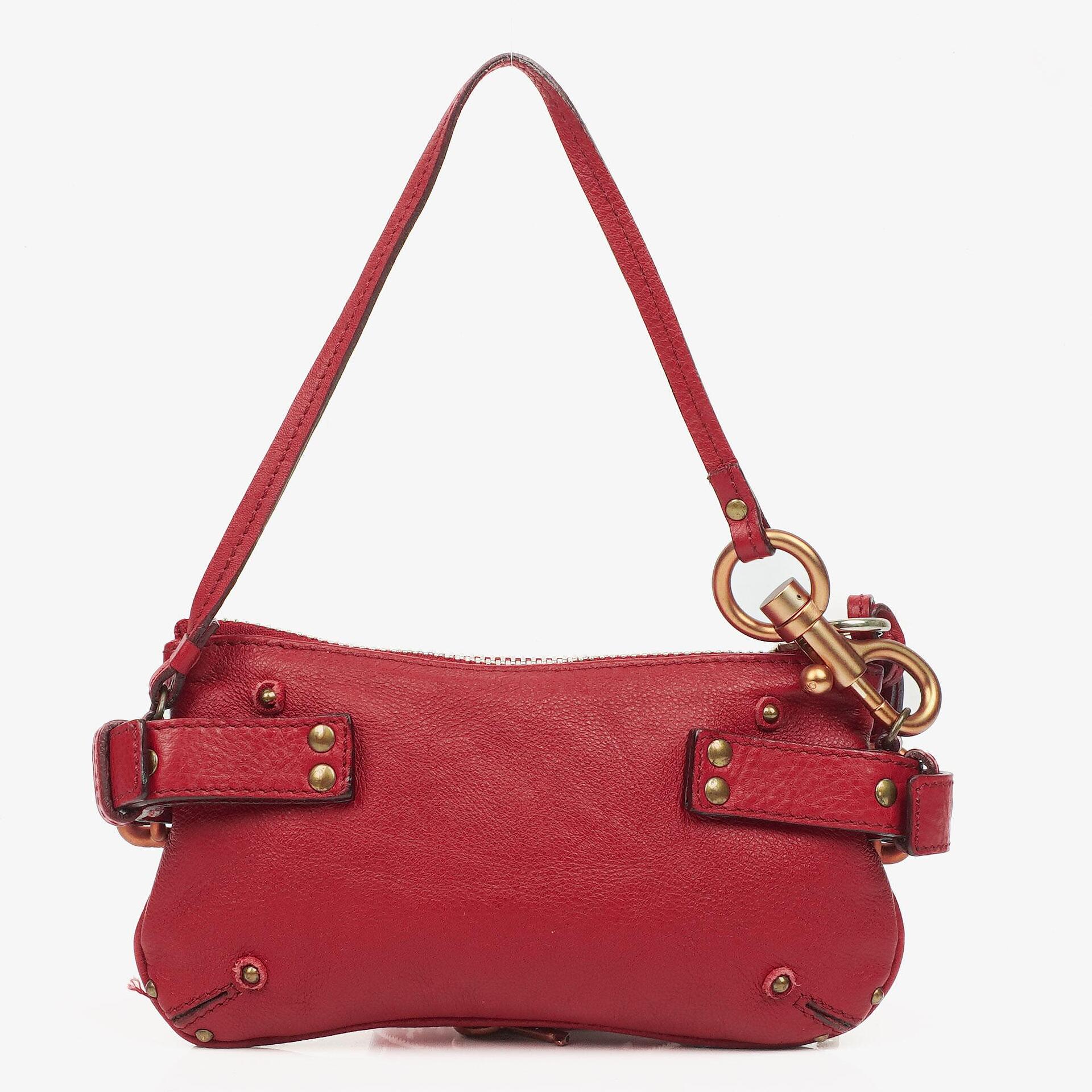 Chloe Red Leather Paddington Pochette Bag