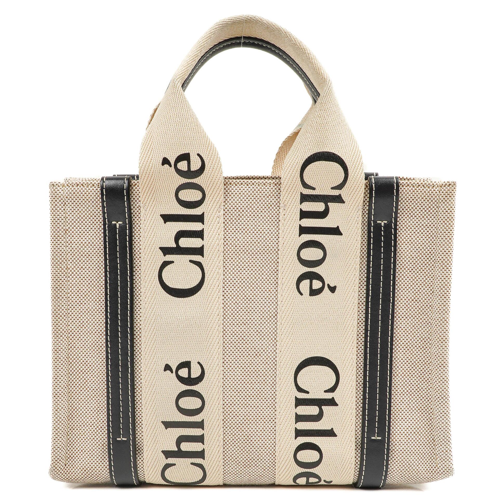 Chloe Small Woody linen Tote Bag