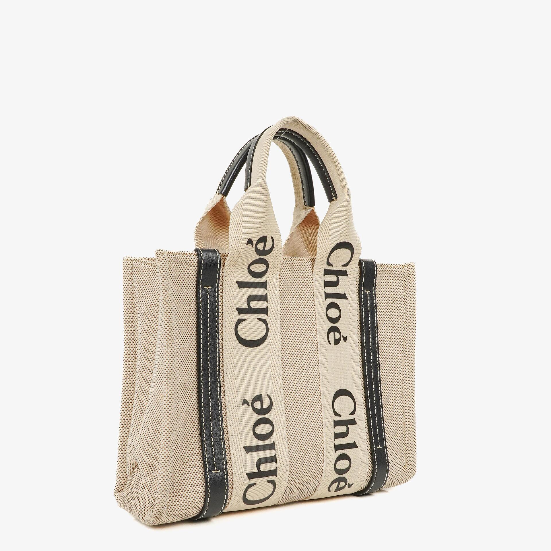 Chloe Small Woody linen Tote Bag