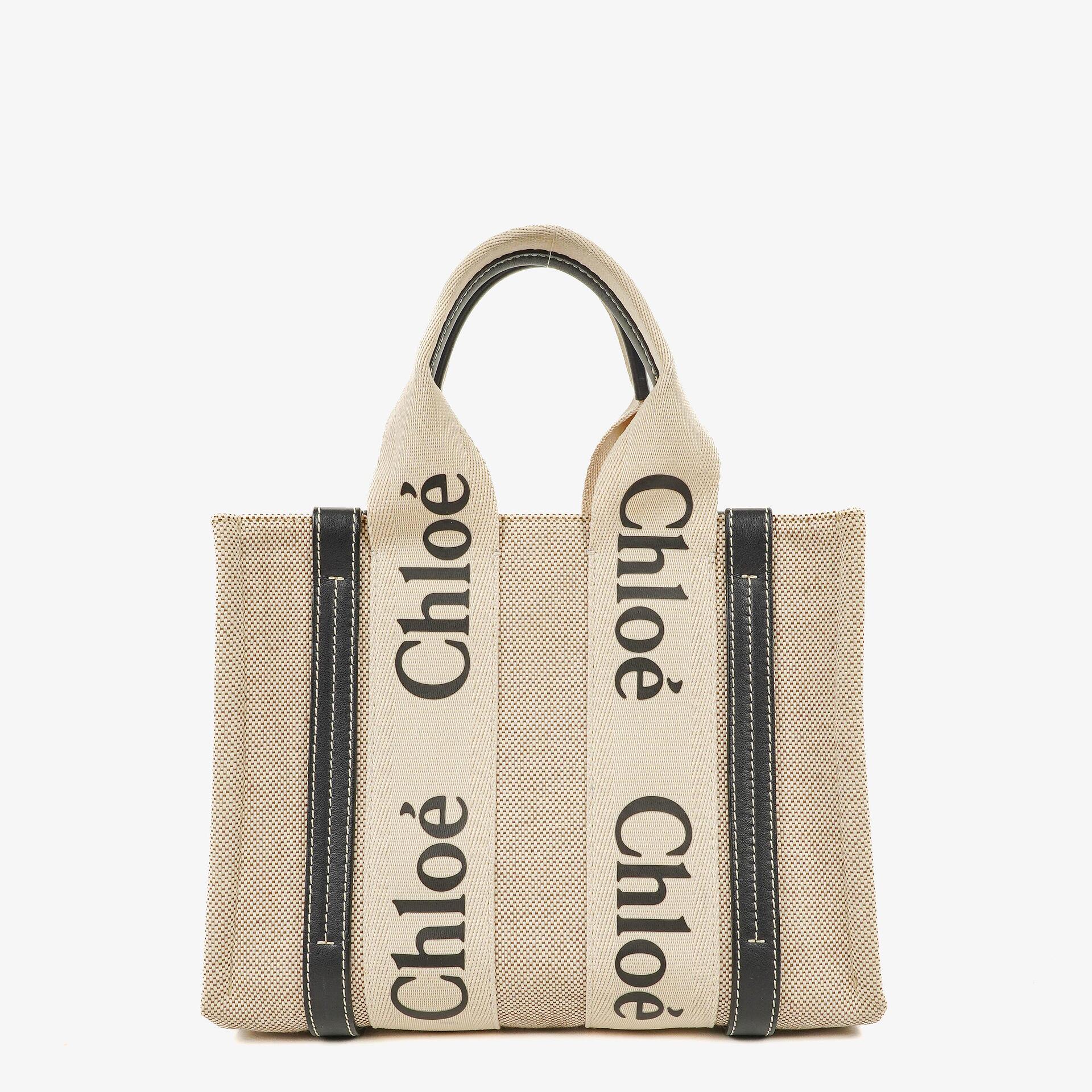 Chloe Small Woody linen Tote Bag