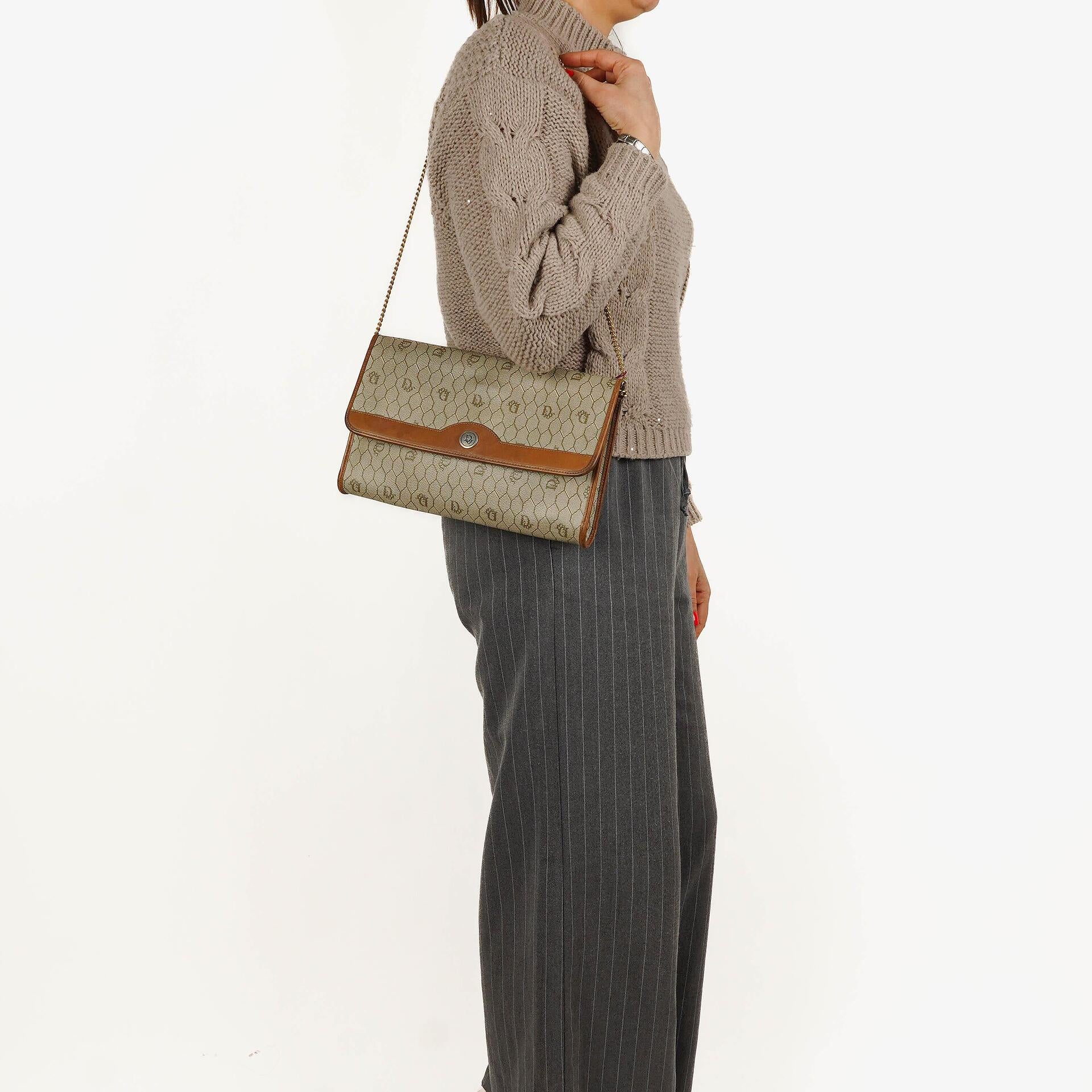 Christian Dior Beige Honeycomb Chain Shouder Bag