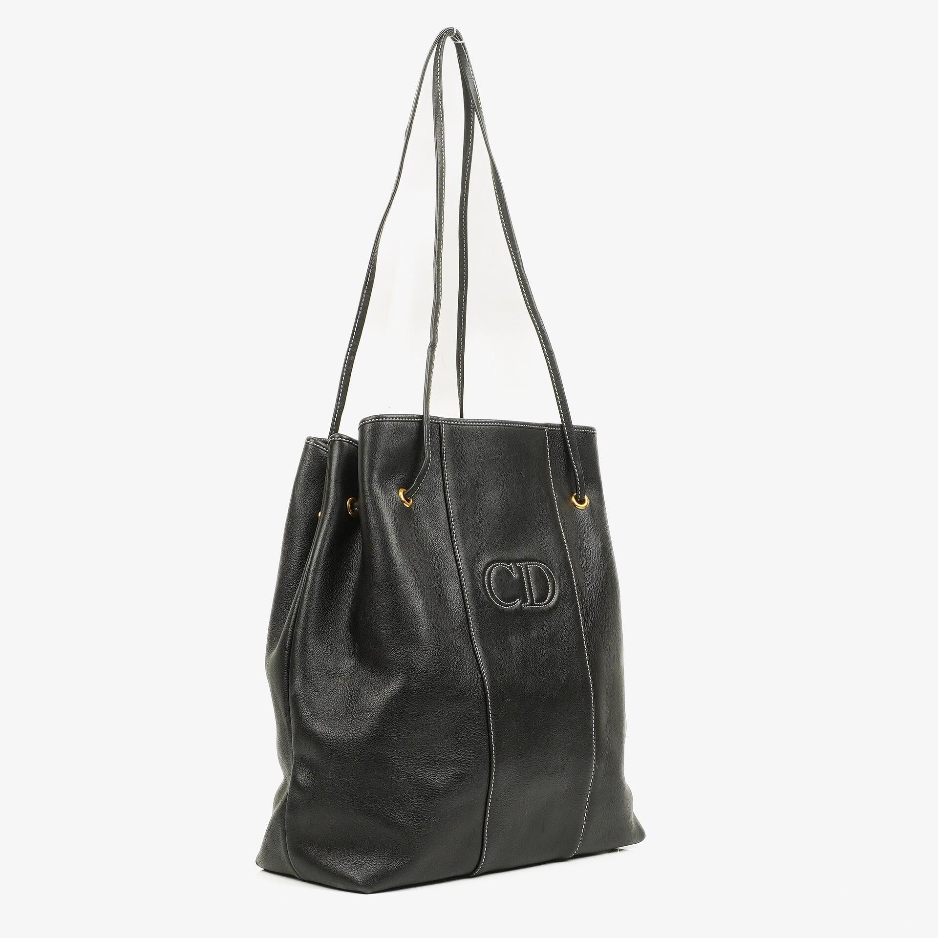 Christian Dior CD Logo Drawstring Tote Bag