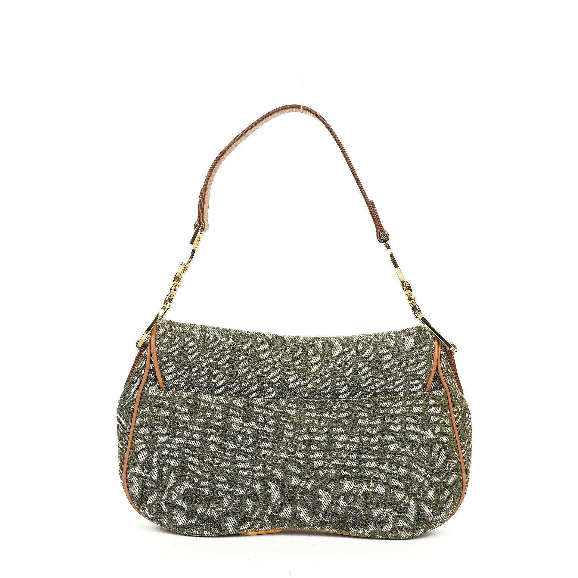 Christian Dior Green Monogram Jacquard Double Saddle Bag