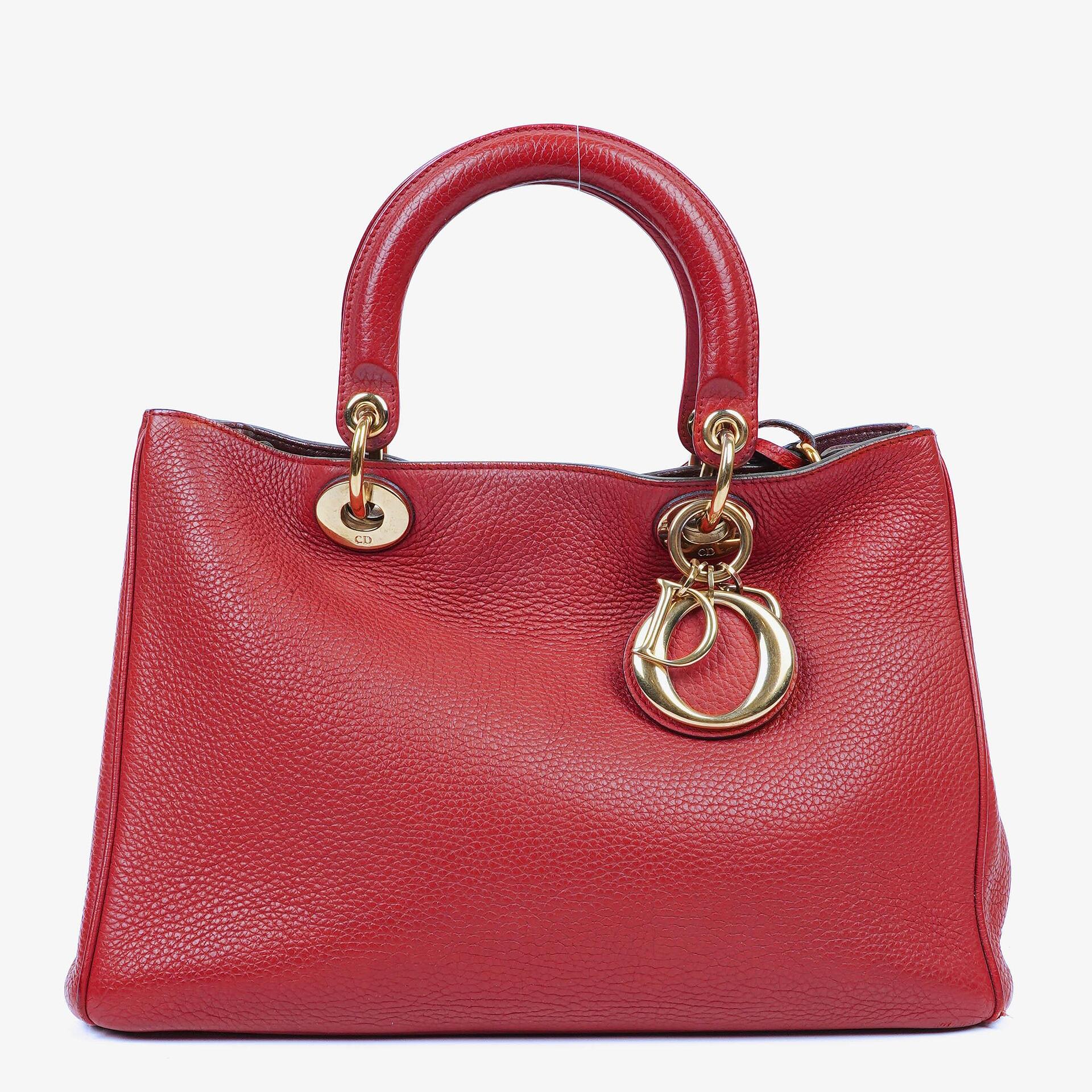 Christian Dior Medium Diorissimo Burgundy Calfskin Tote