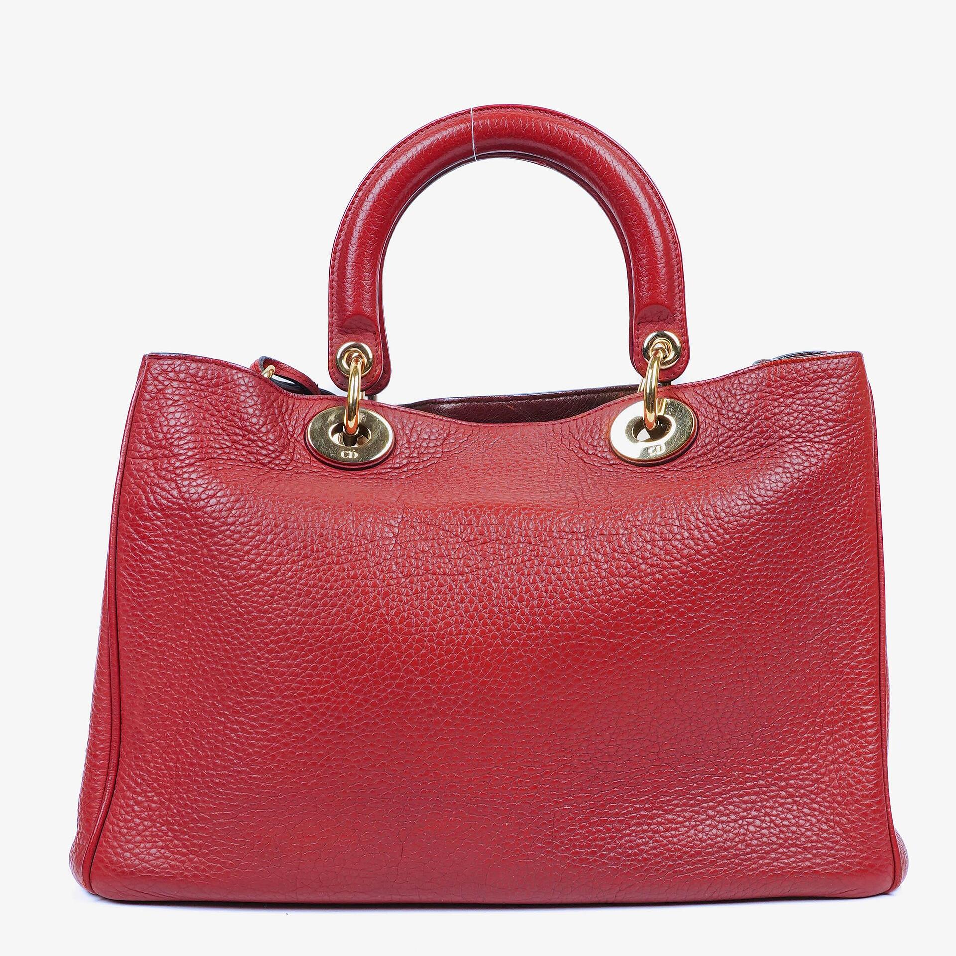 Christian Dior Medium Diorissimo Burgundy Calfskin Tote