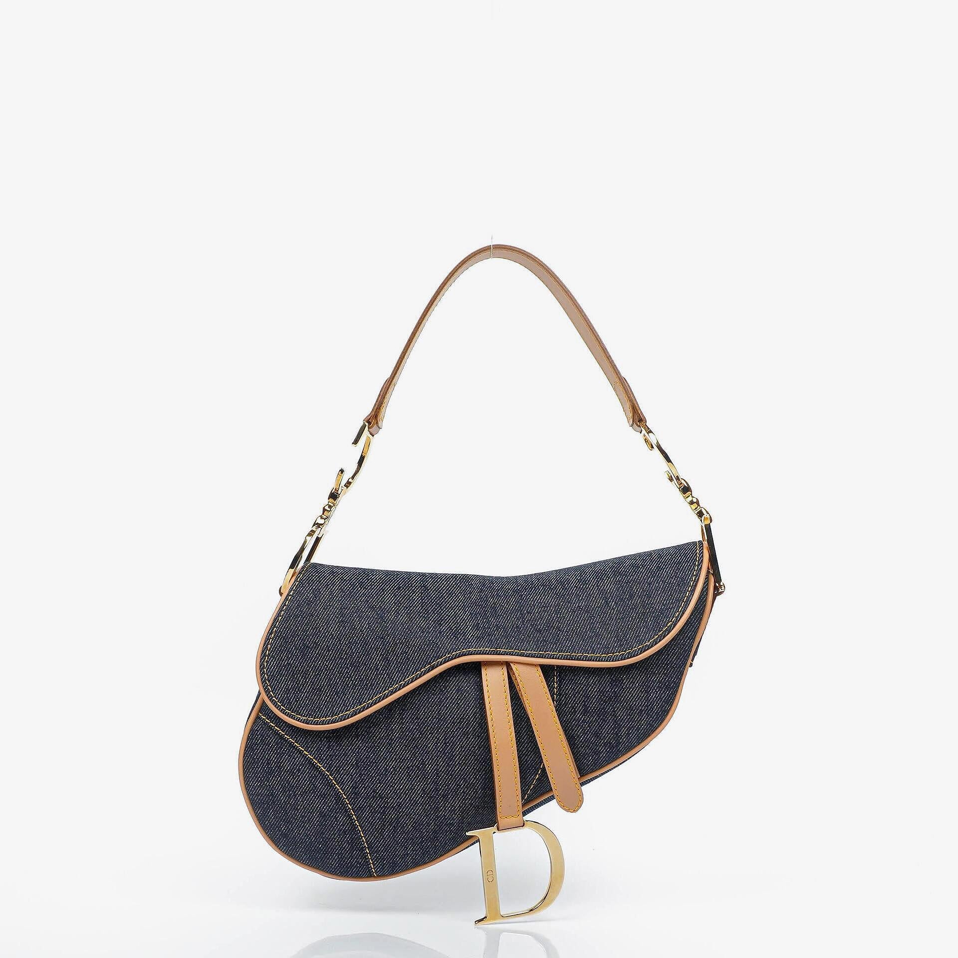 Christian Dior Medium Saddle Bag Blue Denim