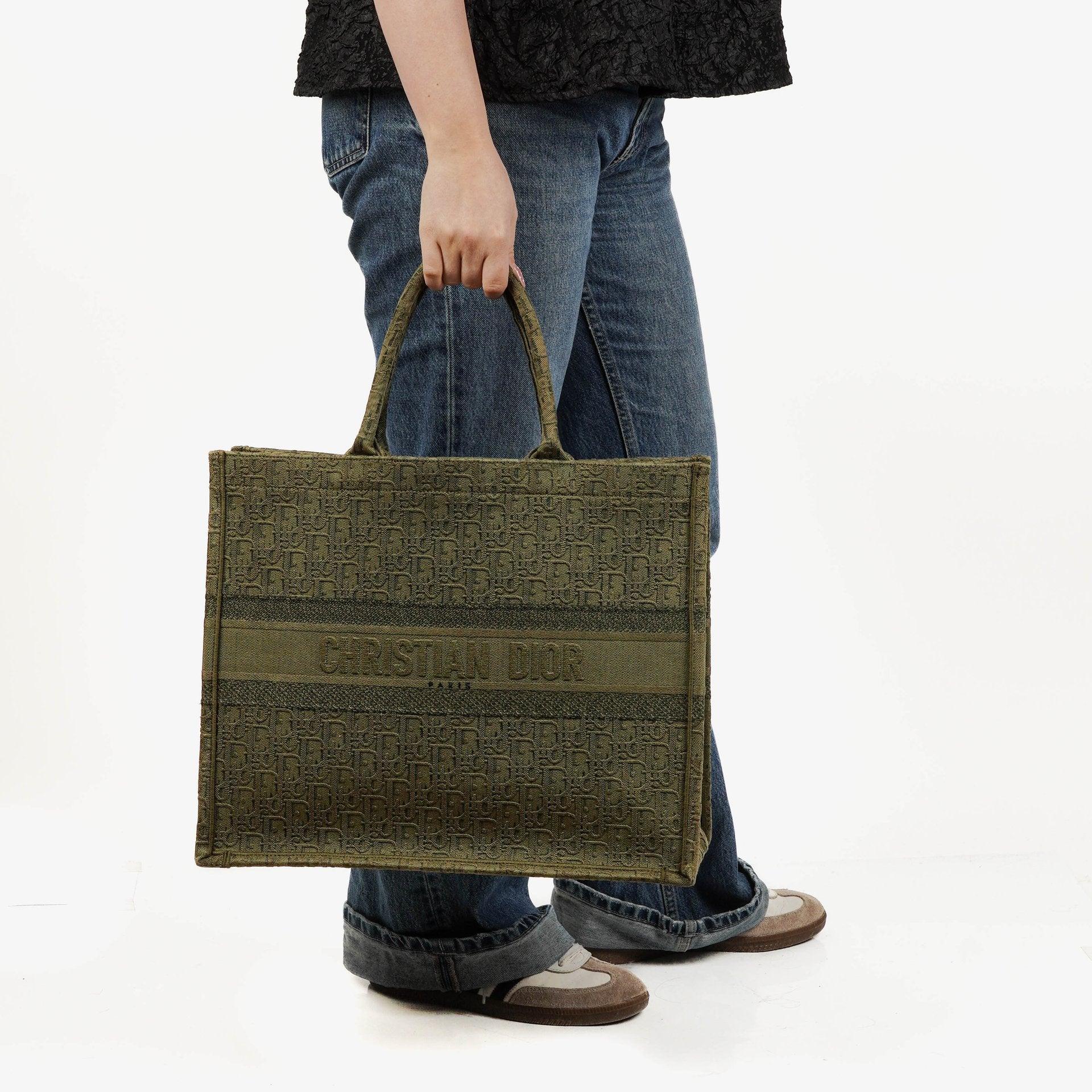 Christian Dior Oblique Denim Green Book Tote