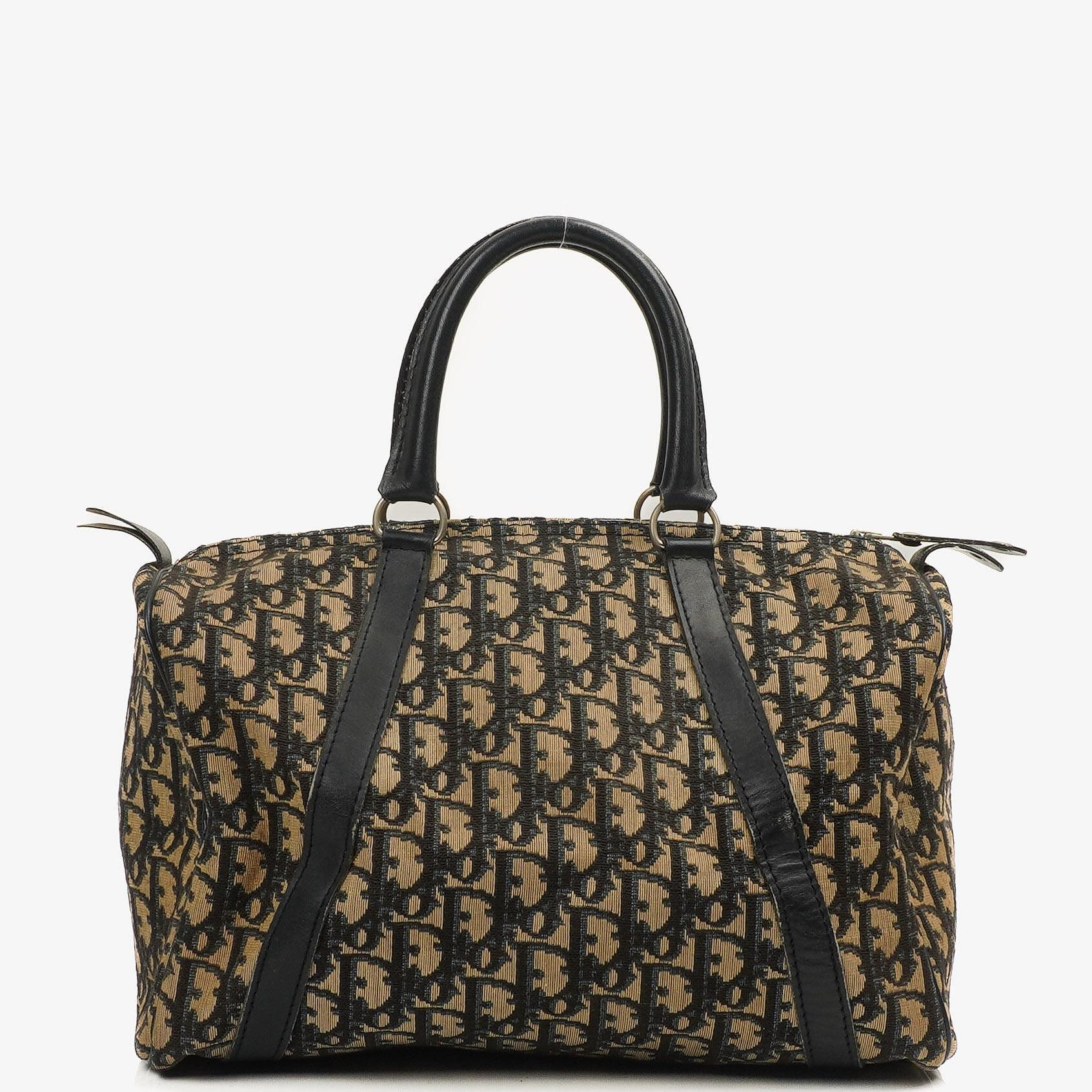 Christian Dior Trotter 30 Vintage Beige/Navy Boston Bag