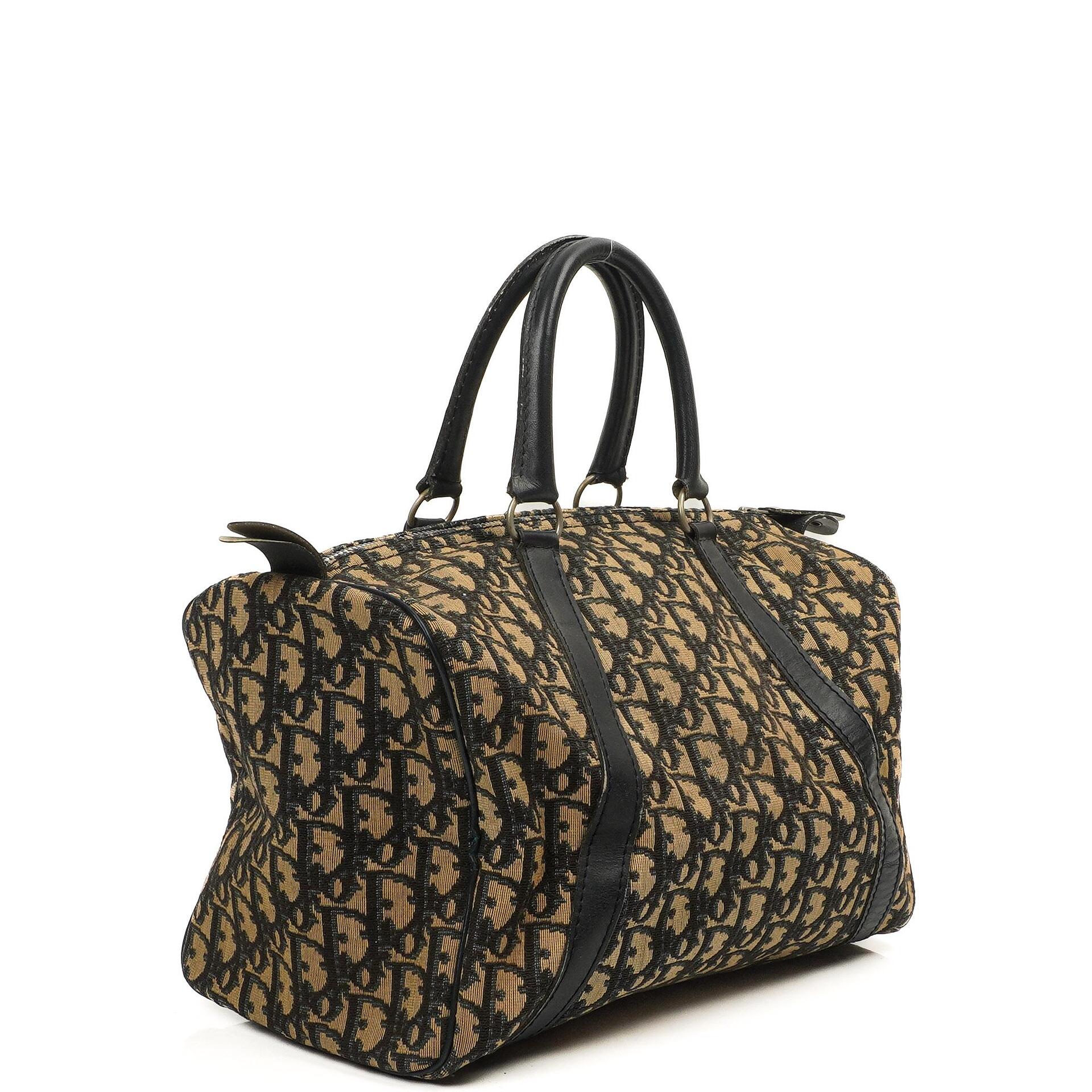 Christian Dior Trotter 30 Vintage Beige/Navy Boston Bag