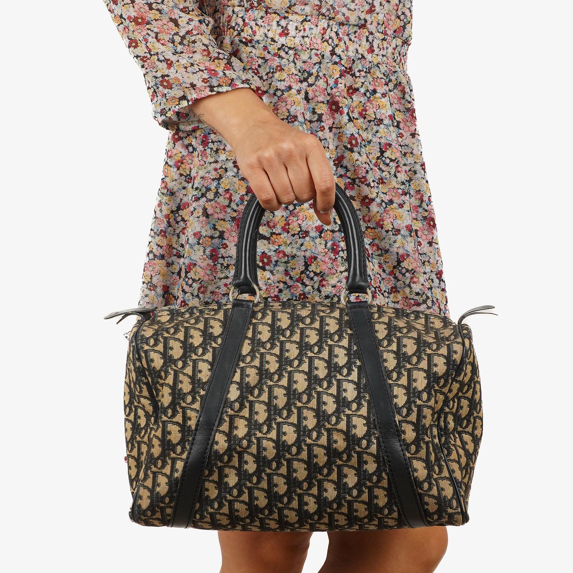 Christian Dior Trotter 30 Vintage Beige/Navy Boston Bag