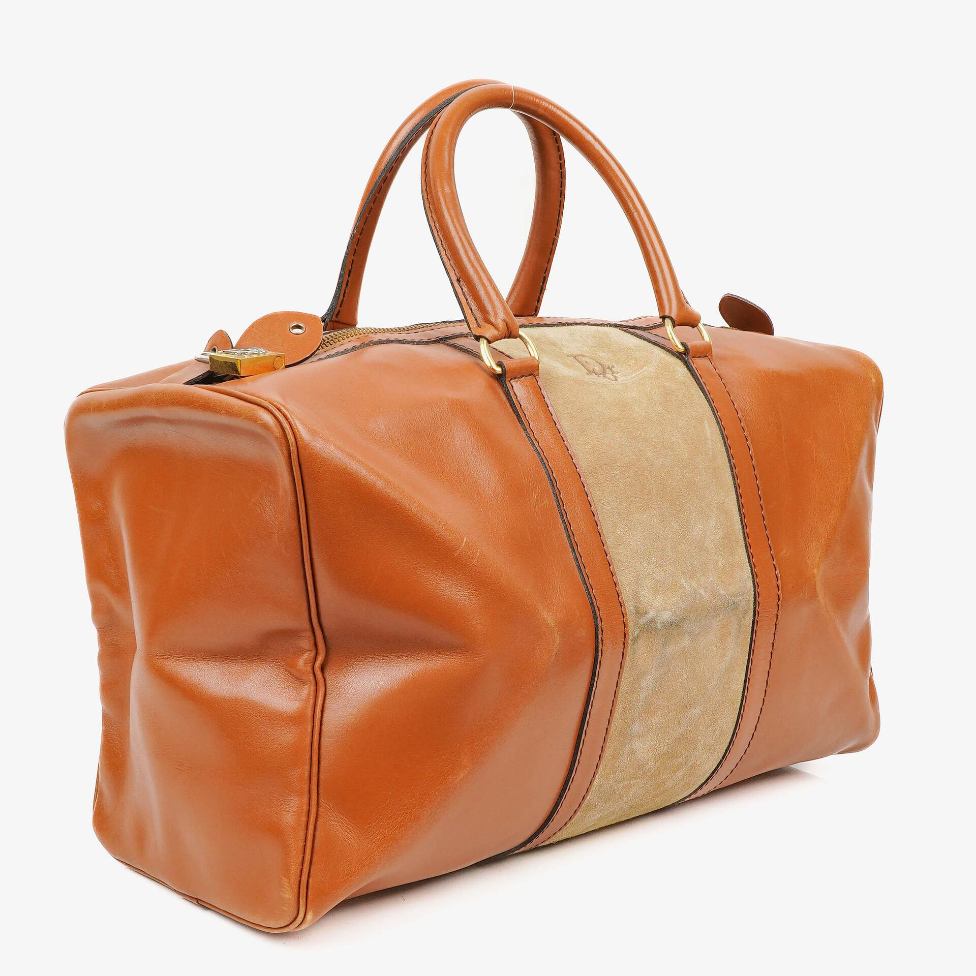 Christian Dior Vintage Boston Brown Leather Bag
