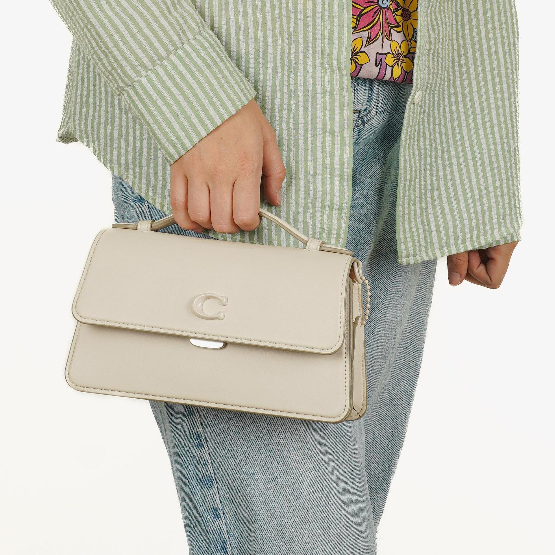 Coach Juno White Leather Flap Bag