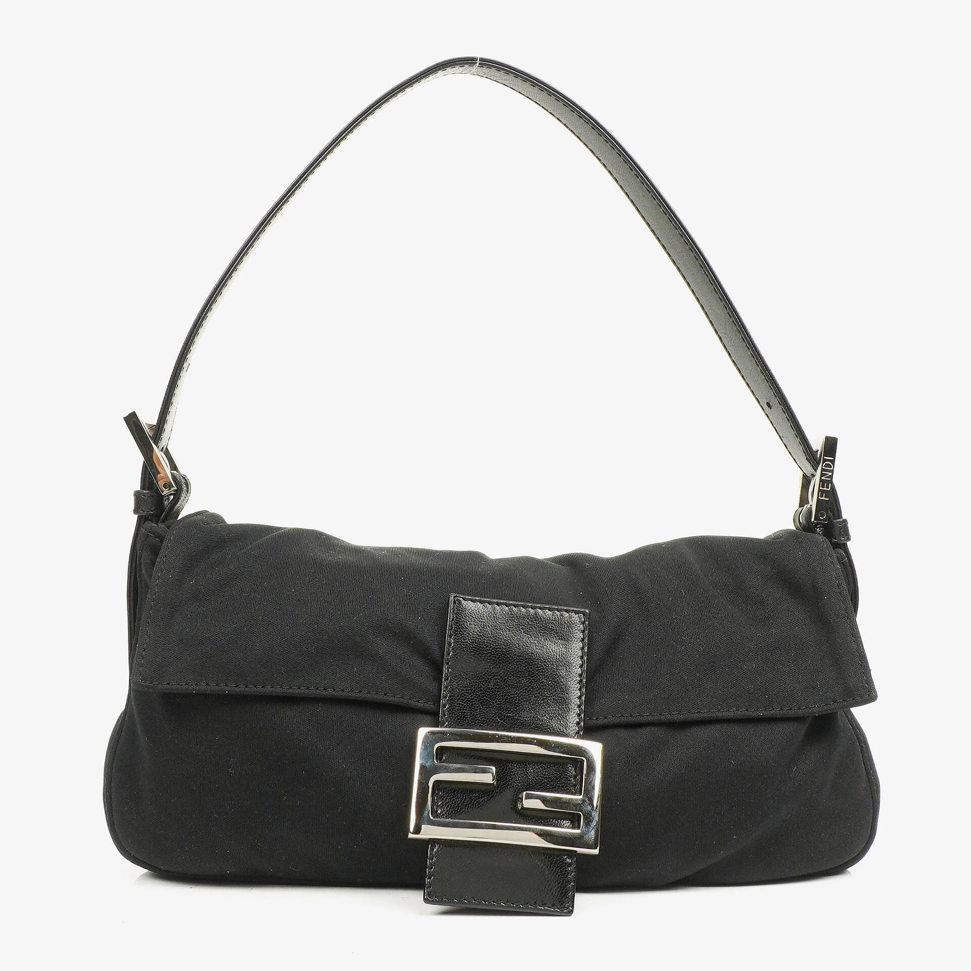 Fendi Baguette Black Neoprene Shoulder Bag