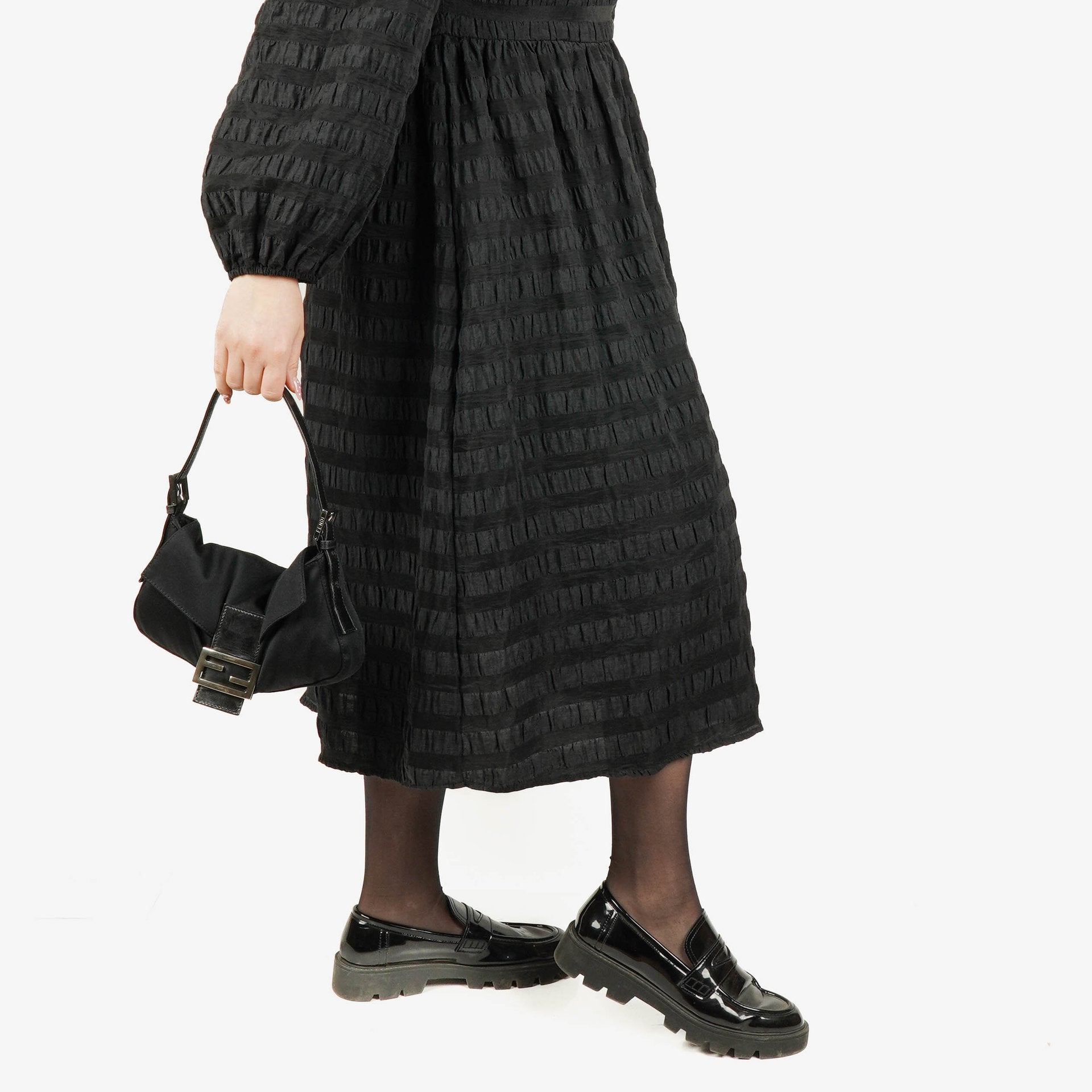 Fendi Baguette Black Neoprene Shoulder Bag