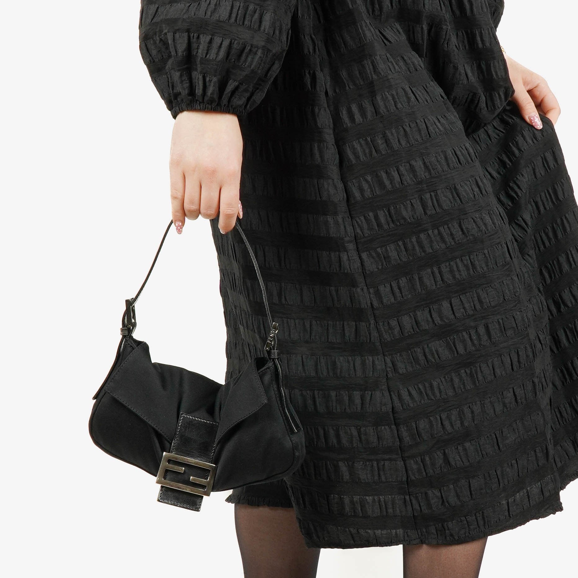 Fendi Baguette Black Neoprene Shoulder Bag