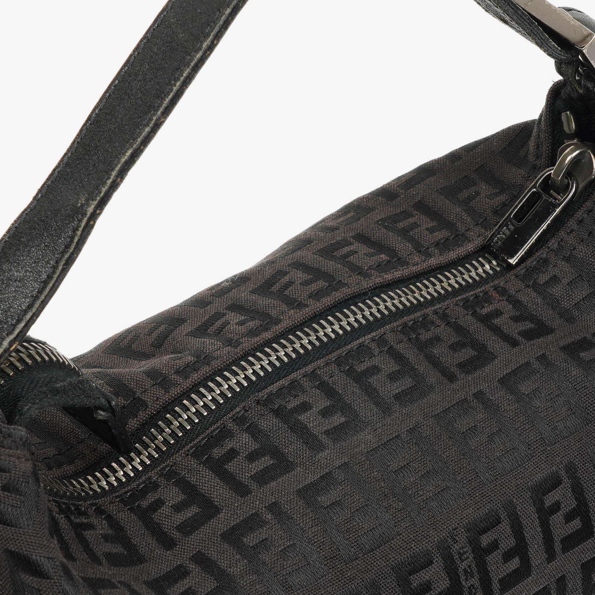 Fendi Baguette Zucchino Black Canvas Handbag