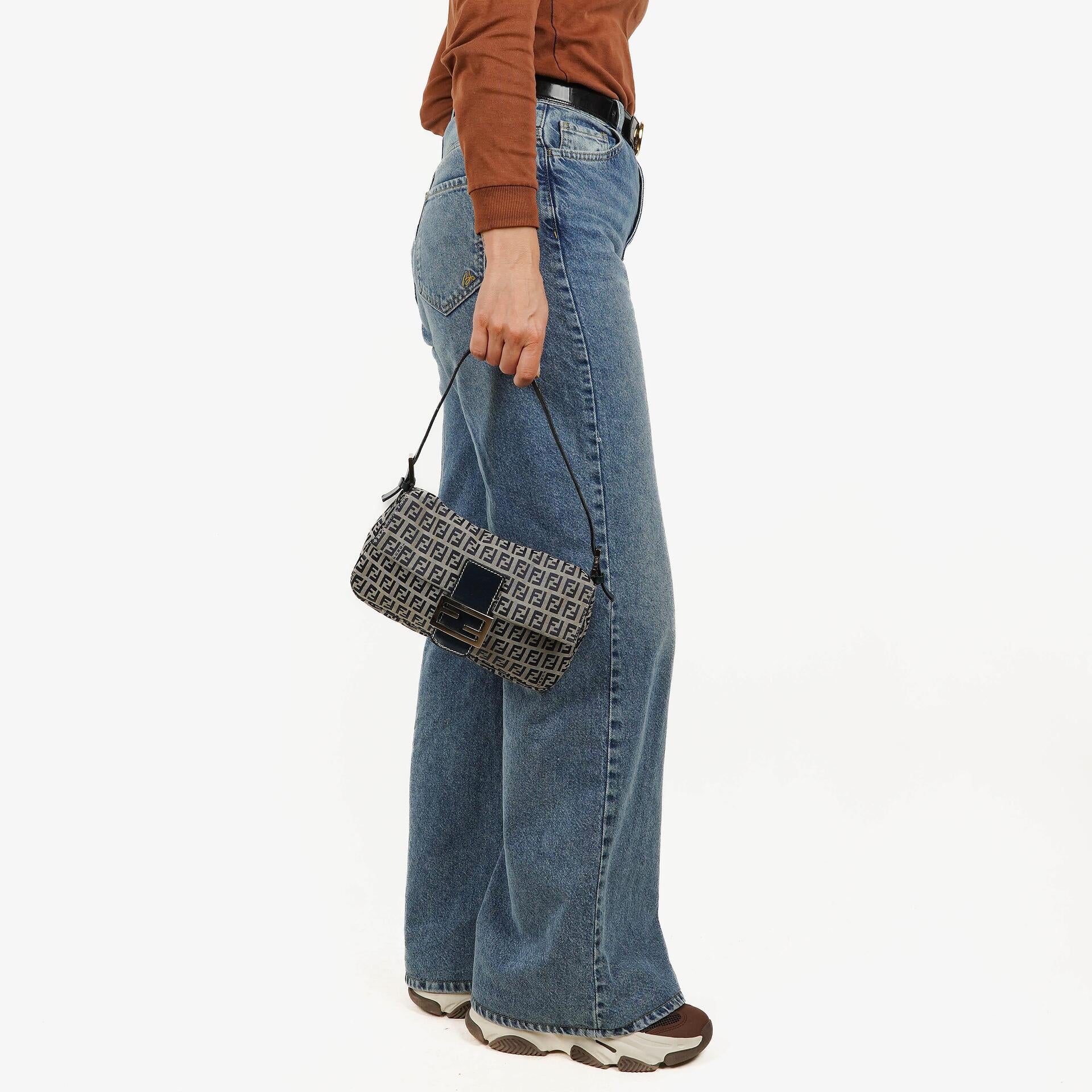 Fendi FF Navy Zucchino Baguette