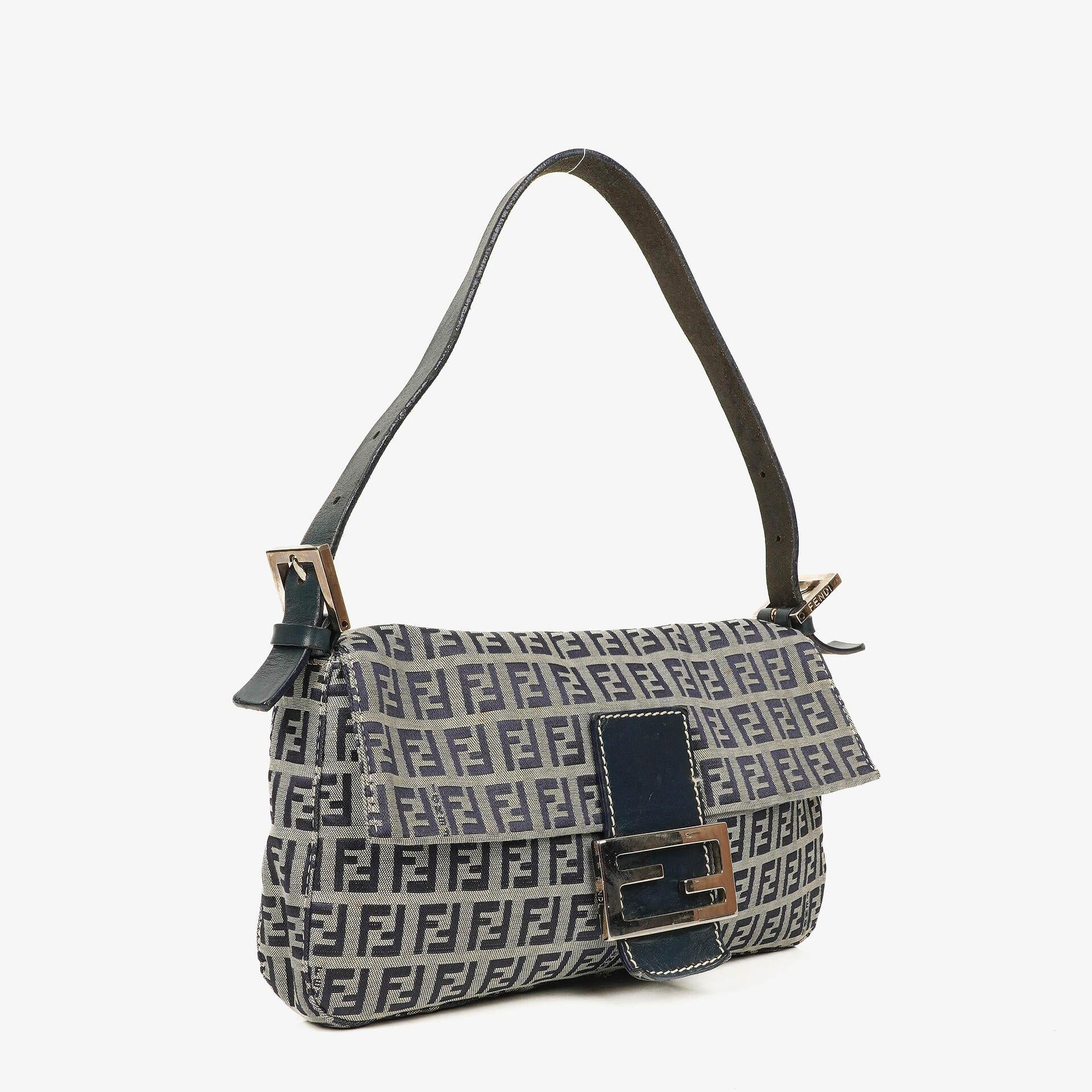 Fendi FF Navy Zucchino Baguette