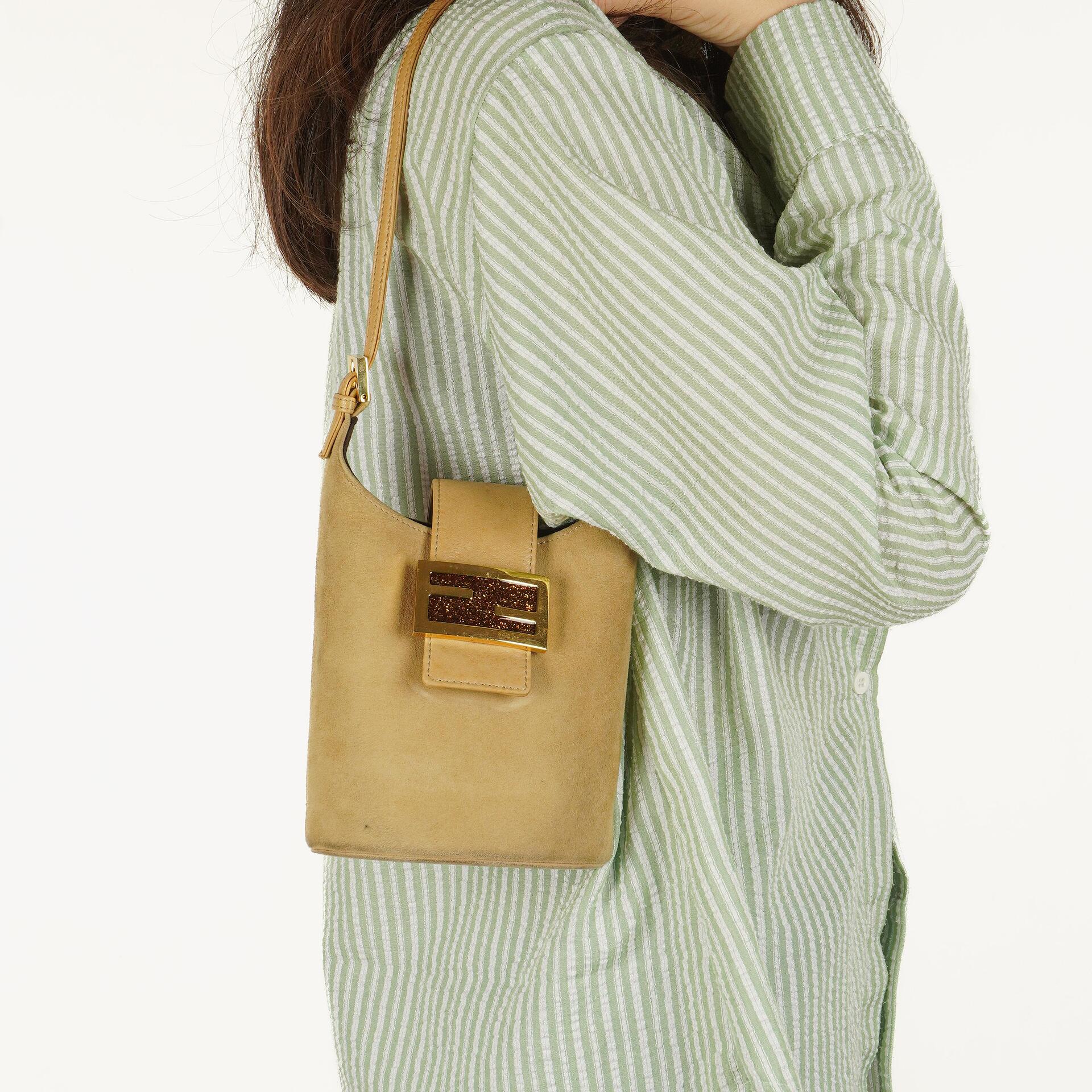 Fendi Suede And Leather Mini Bucket Bag