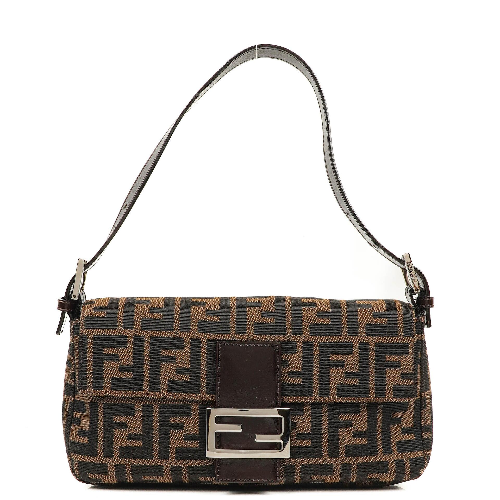 Fendi Zucca Baguette FF Shoulder Bag Brown