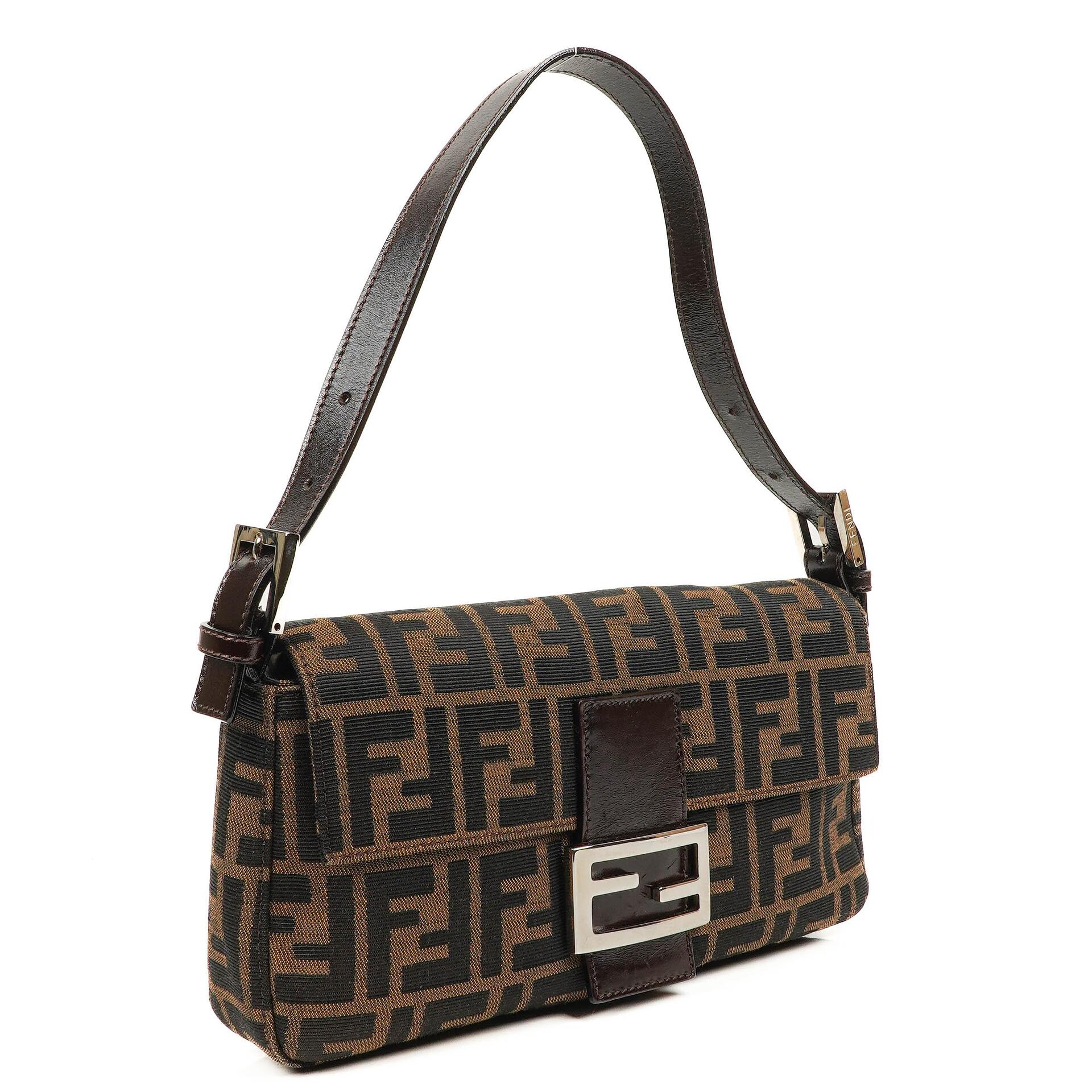 Fendi Zucca Baguette FF Shoulder Bag Brown