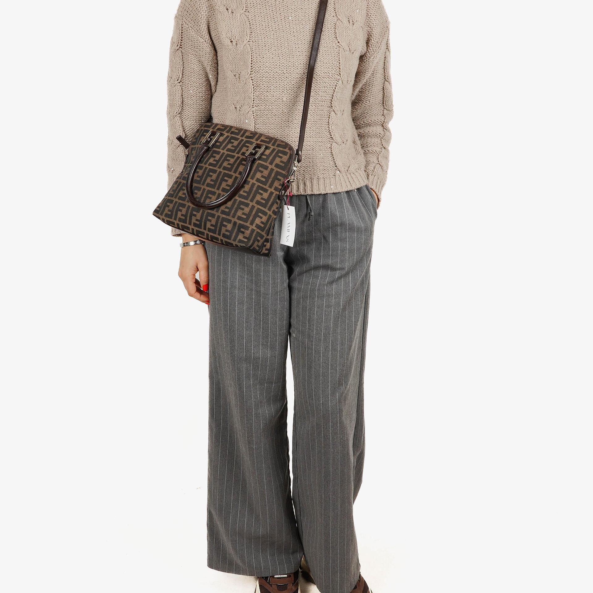 Fendi Zucca Brown Top Handle Bag