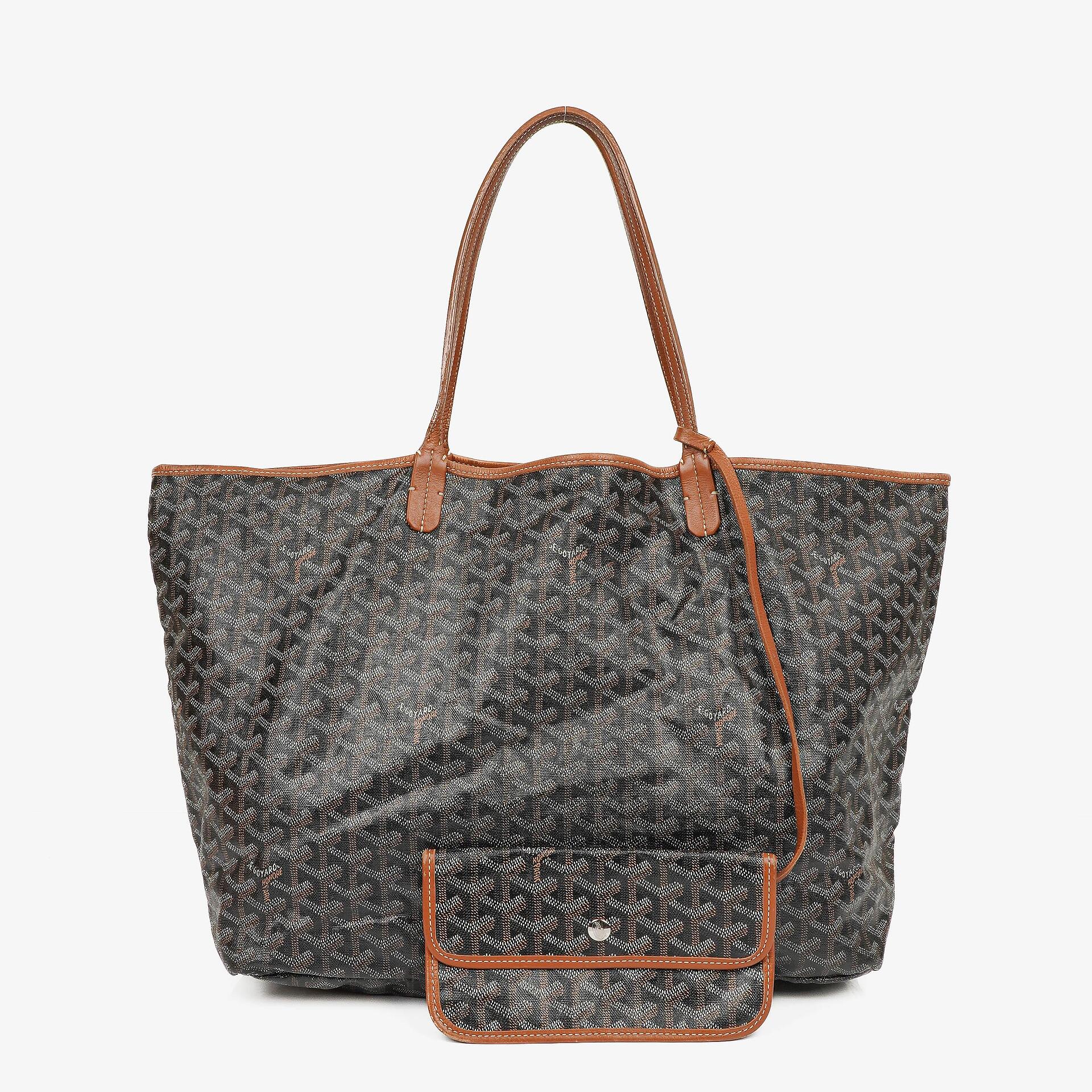 Goyard Saint Louis Black Chevron Print Coated Canvas Tote Bag