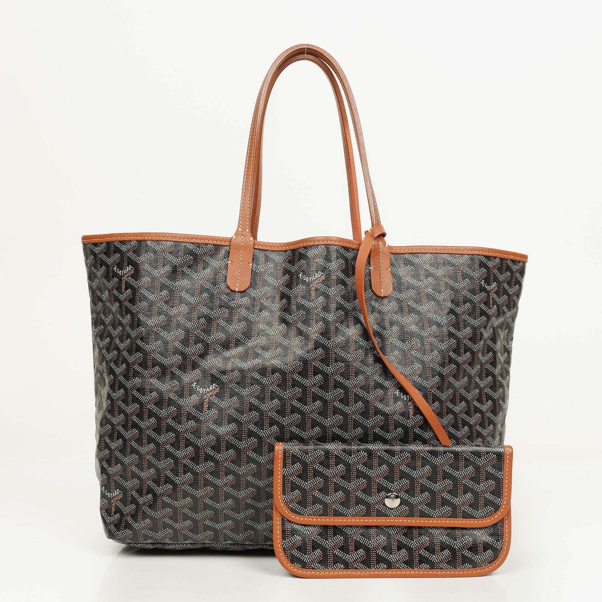 Goyard Saint Louis PM Black Chevron Print Coated Canvas Tote Bag
