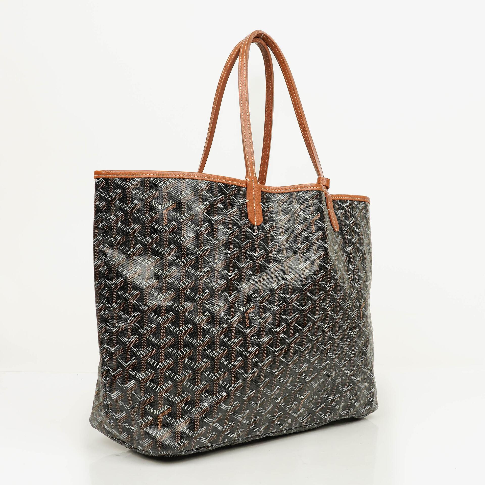 Goyard Saint Louis PM Black Chevron Print Coated Canvas Tote Bag