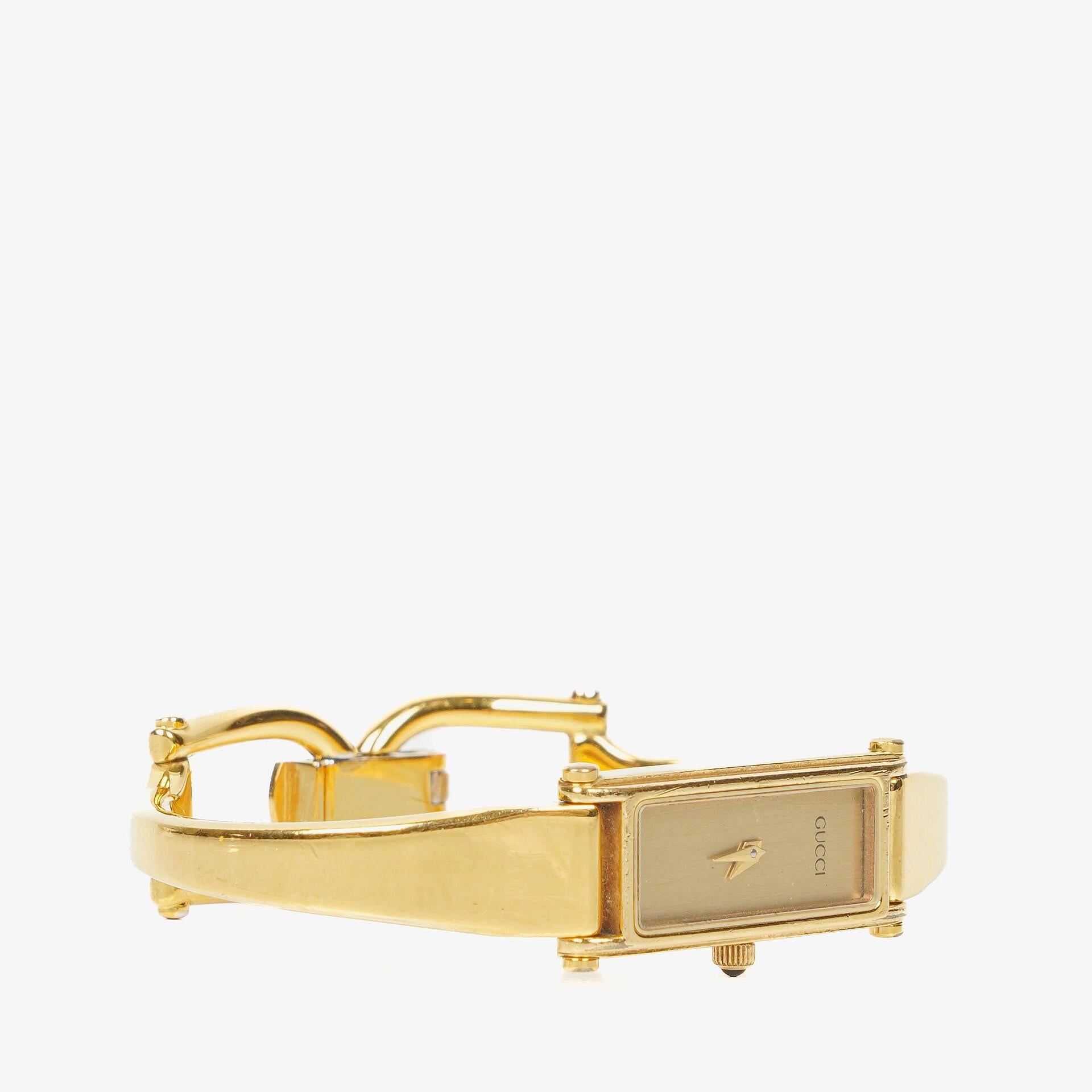 Gucci 1500 Rectangular Gold-Tone Stainless Steel Watch