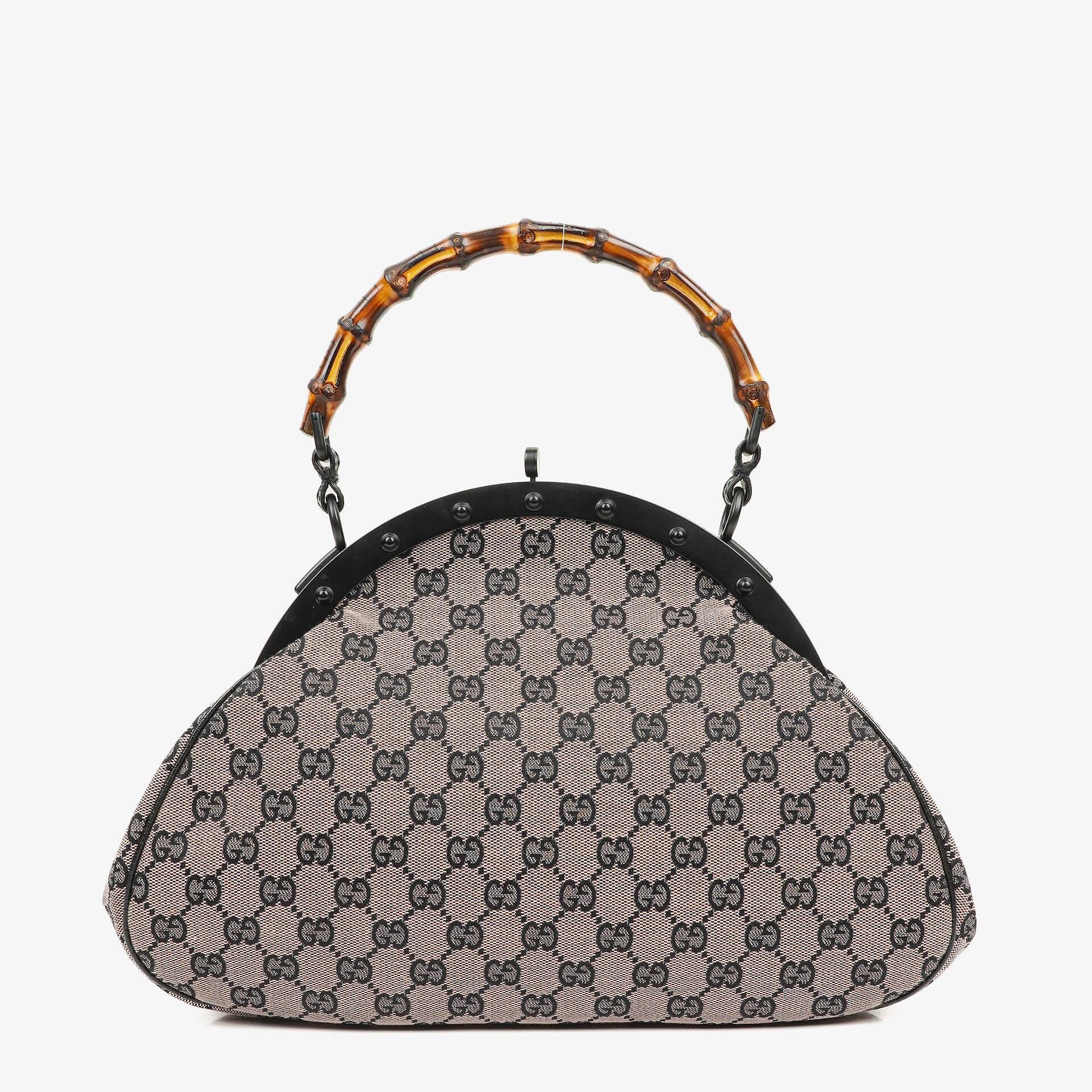 Gucci Bamboo Top Handle Frame GG Canvas Bag