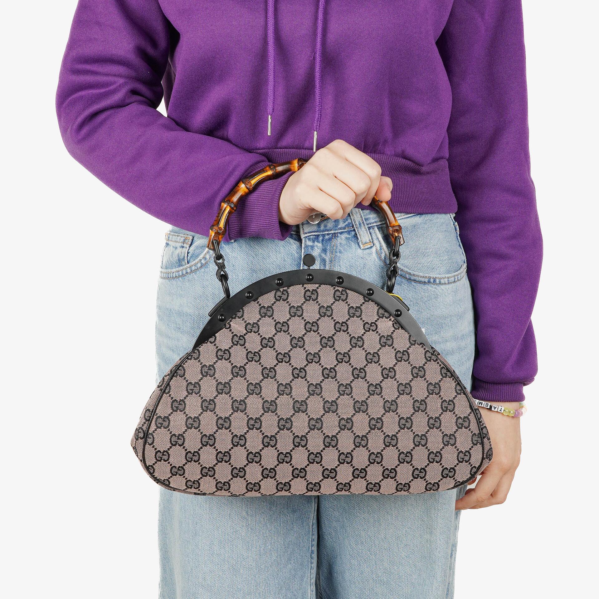 Gucci Bamboo Top Handle Frame GG Canvas Bag