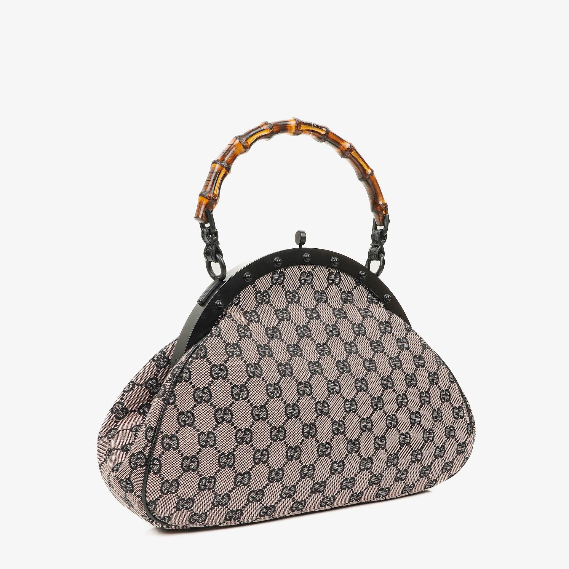 Gucci Bamboo Top Handle Frame GG Canvas Bag