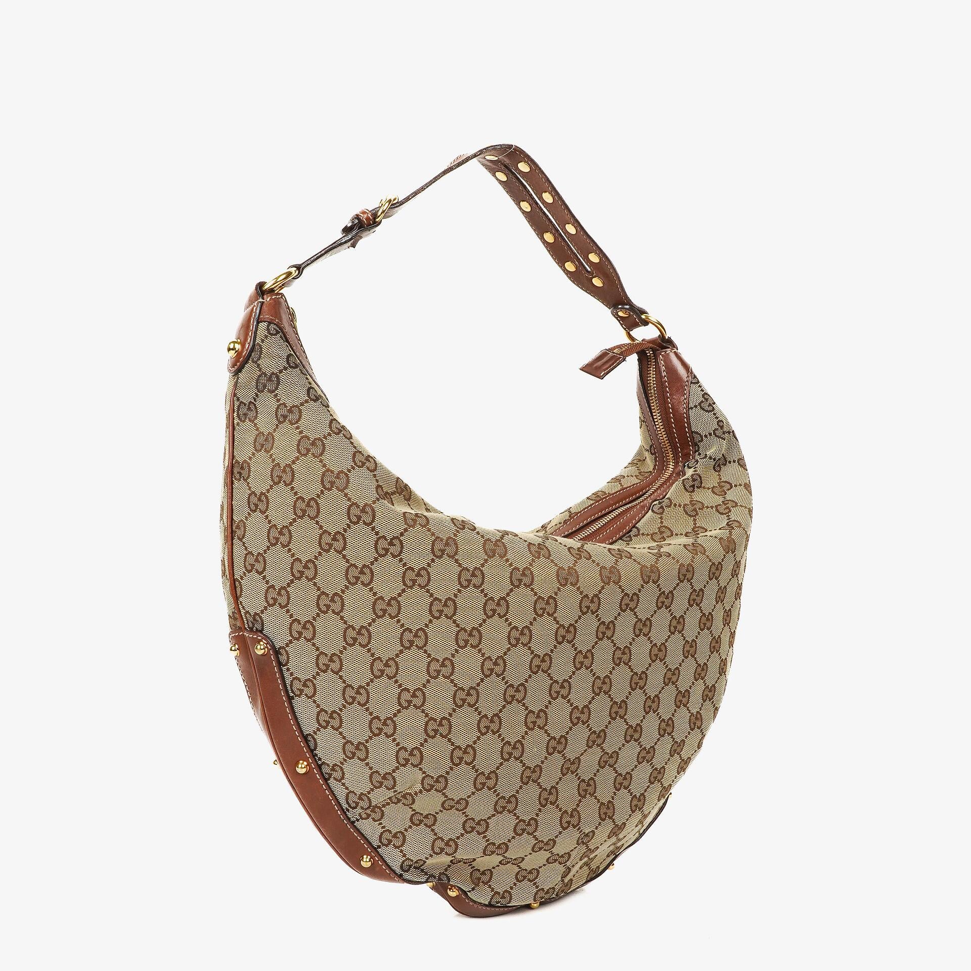 Gucci Beige/Brown GG Fabric Canvas Hobo Bag
