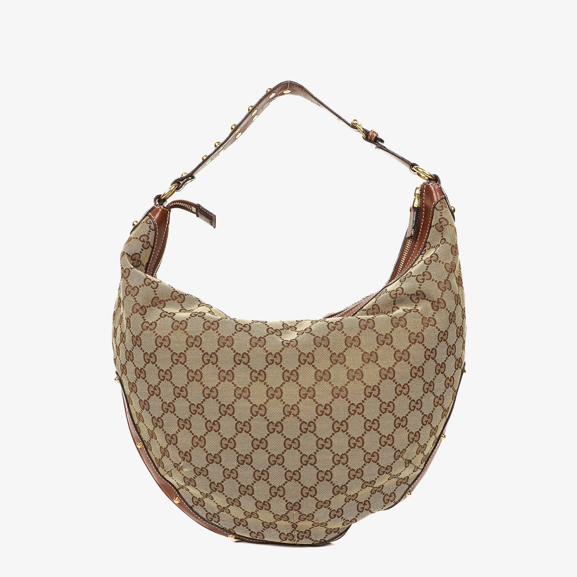 Gucci Beige/Brown GG Fabric Canvas Hobo Bag