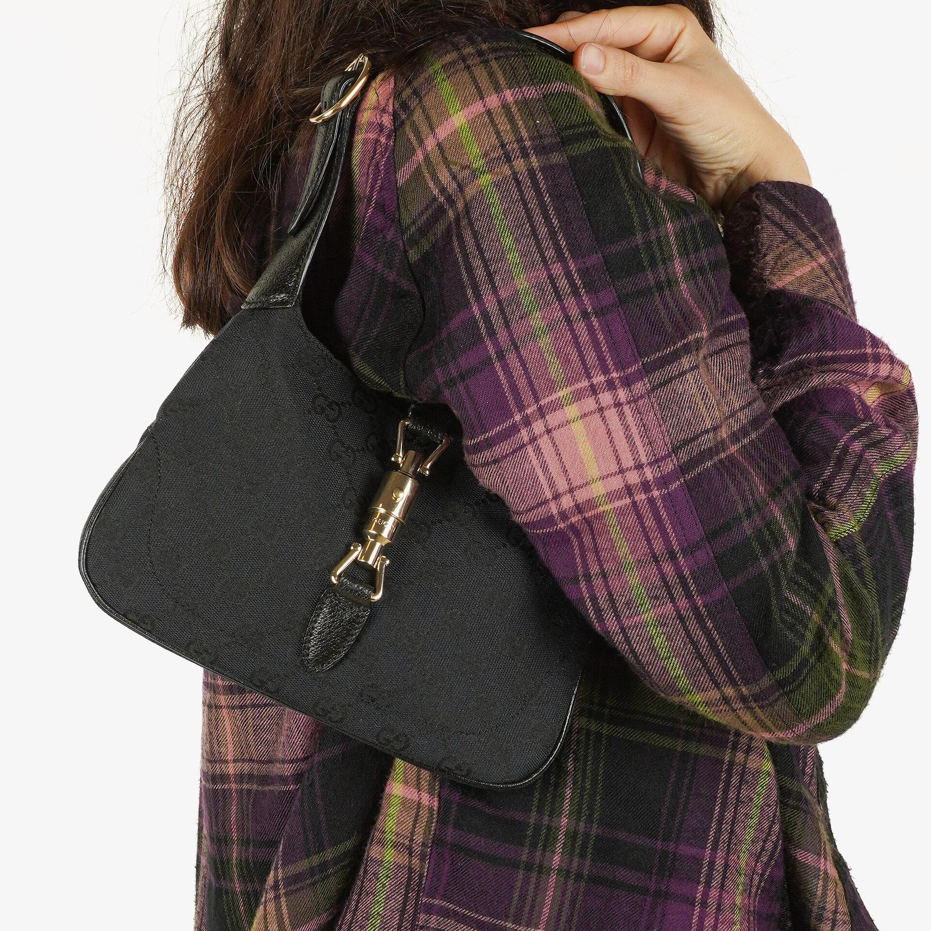 Gucci Black Canvas And Leather Mini Jackie Vintage Shoulder Bag