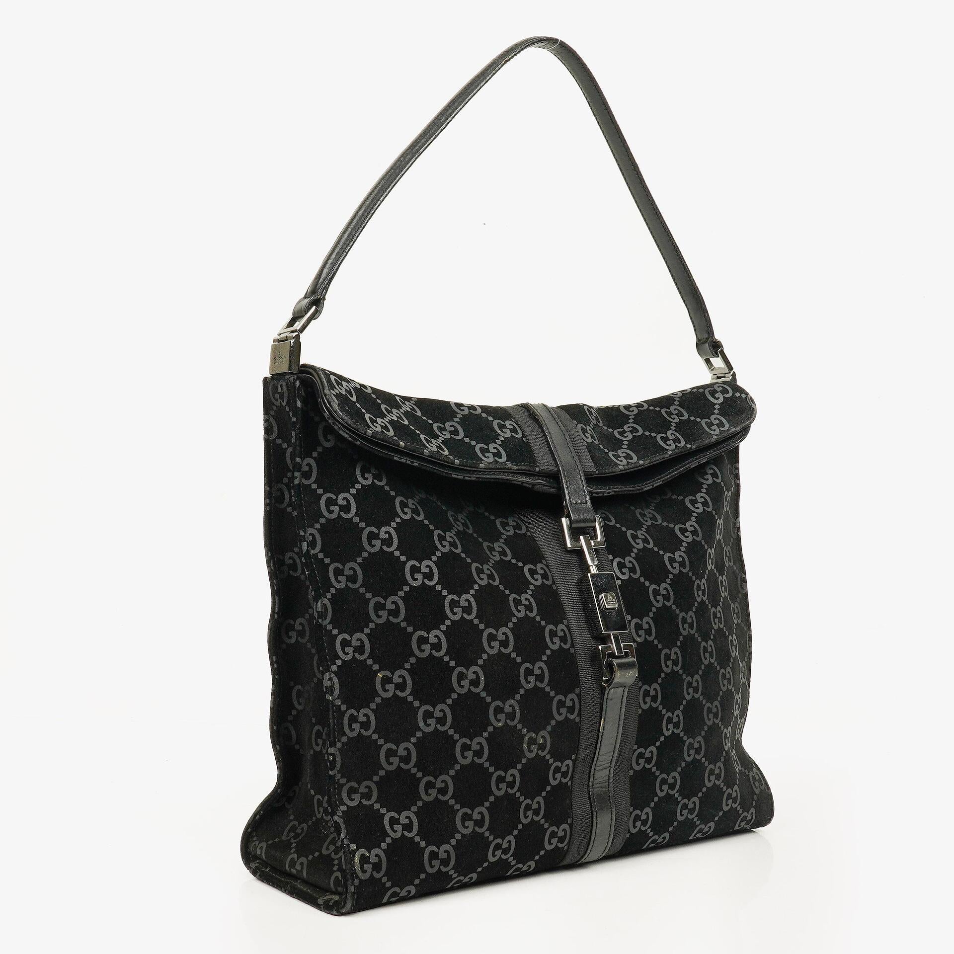 Gucci Black Jackie GG Suede Square Bag