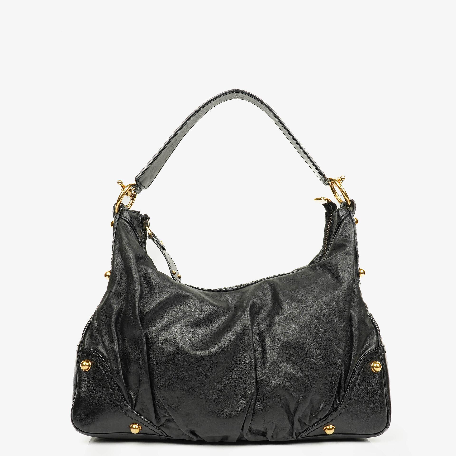 Gucci Black Leather Medium Jockey Hobo Bag