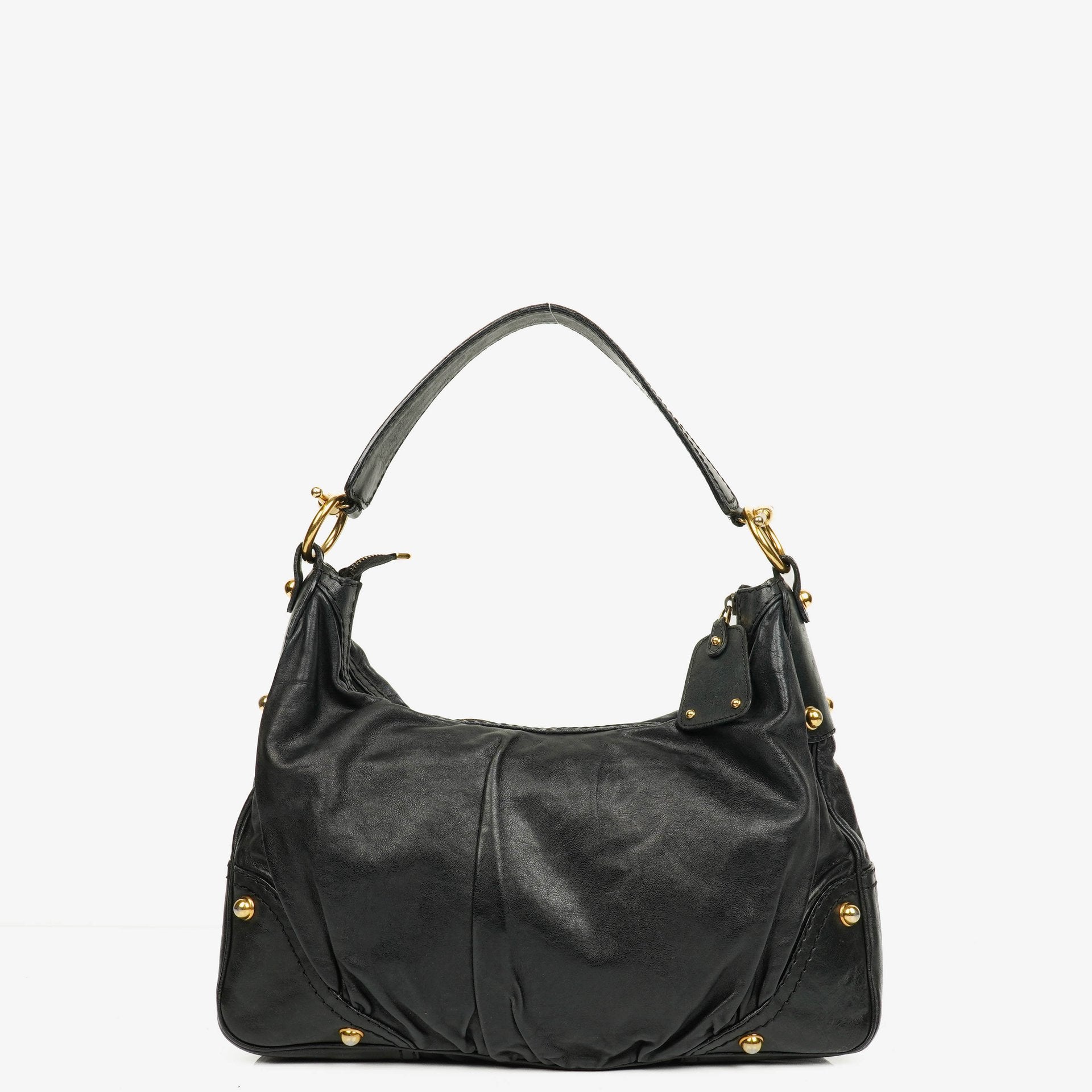 Gucci Black Leather Medium Jockey Hobo Bag