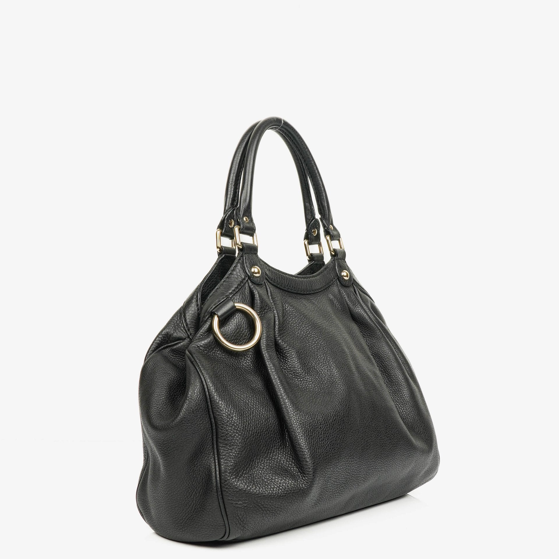 Gucci Black Leather Sukey Shoulder Hobo Bag