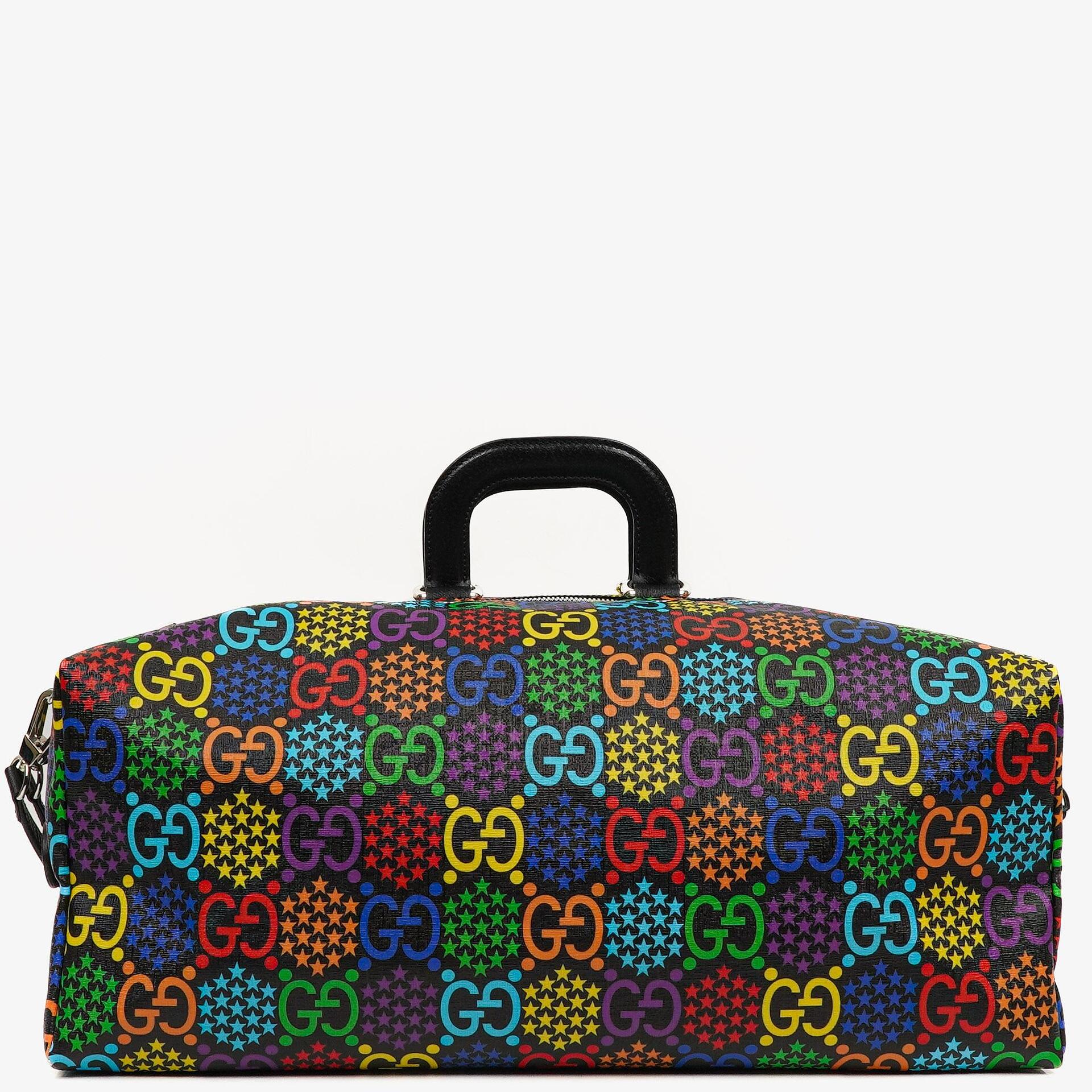 Gucci Black Multicolor GG Supreme Monogram Canvas Psychedelic Duffle Backpack
