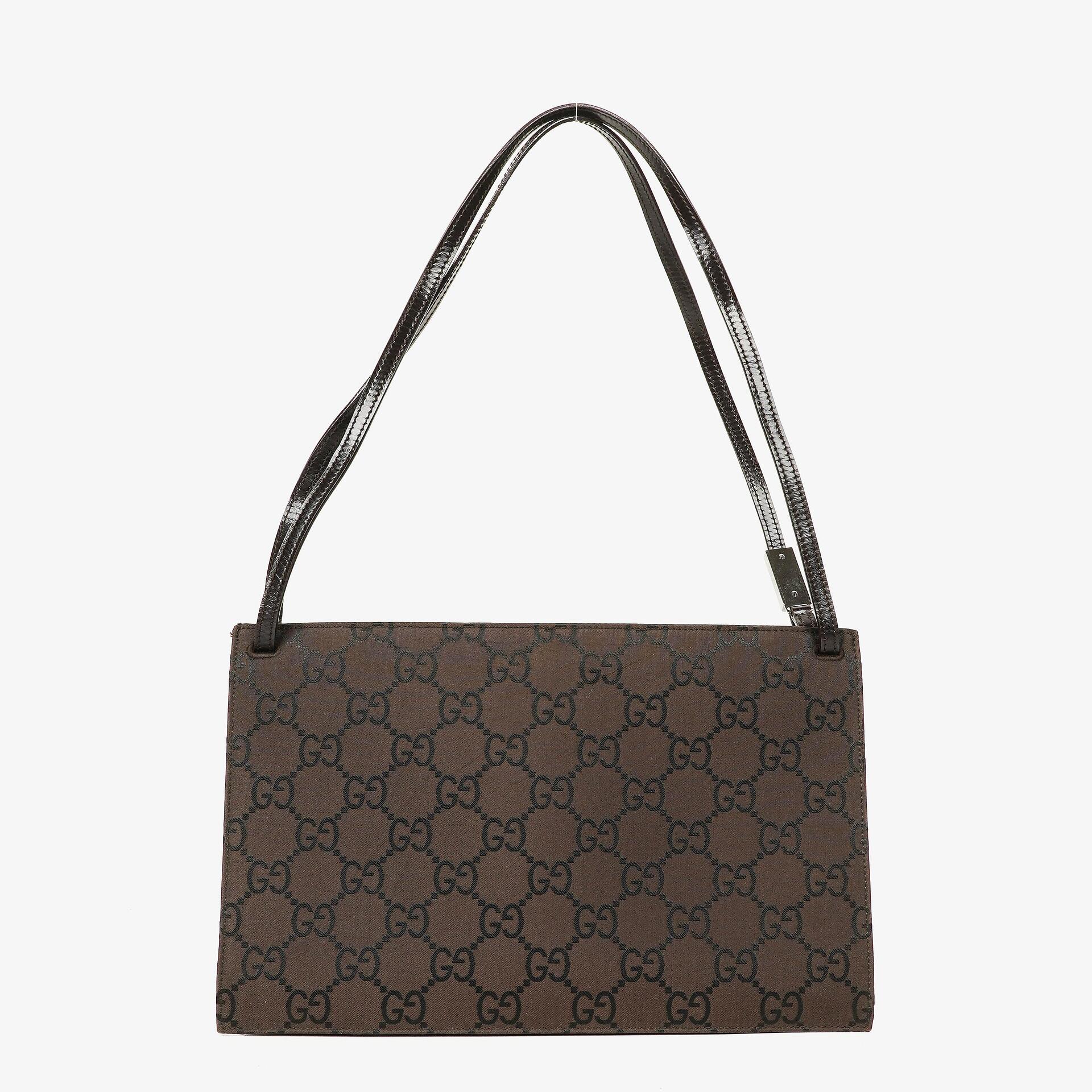 Gucci Brown GG Nylon Double Pocket Shoulder Bag
