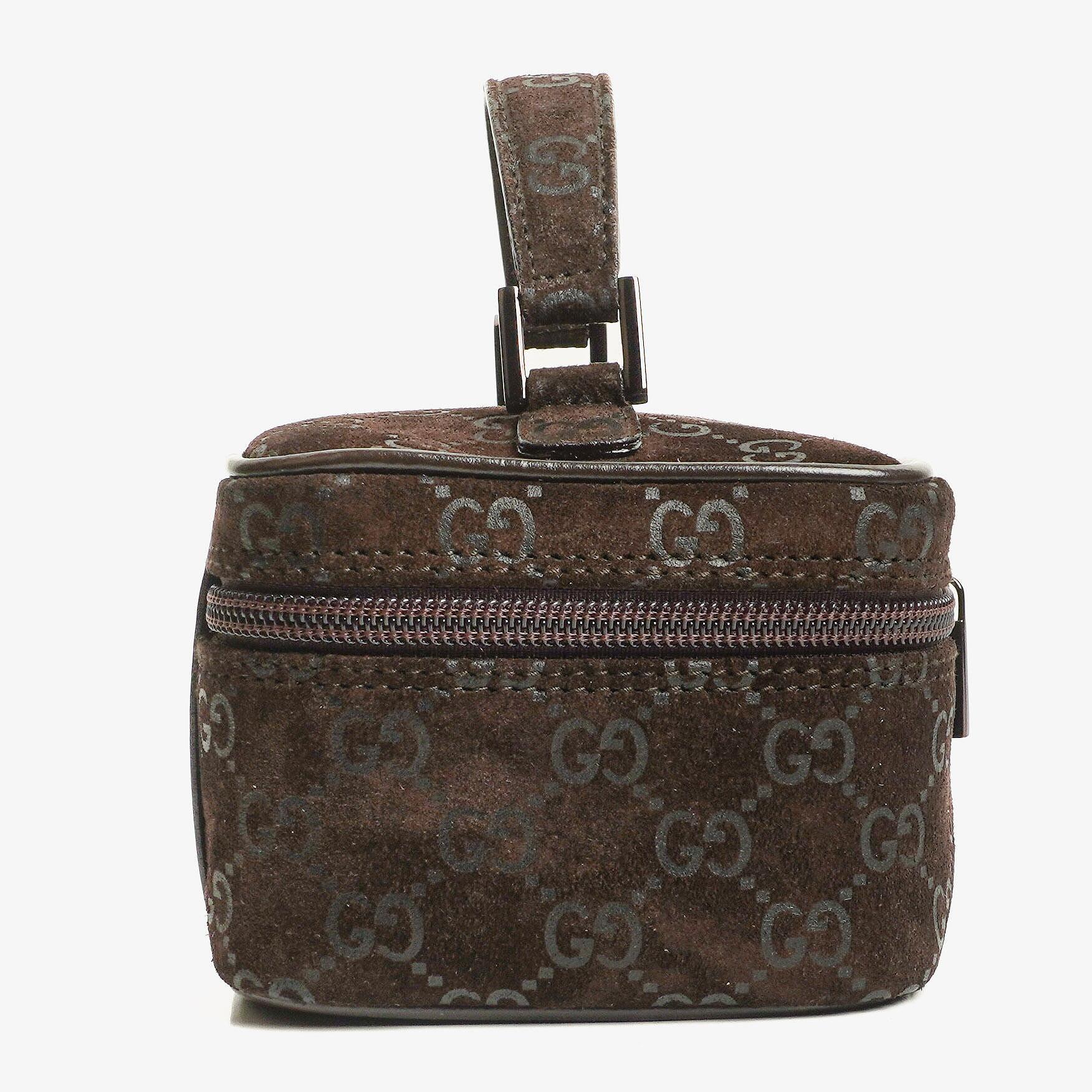 Gucci Brown Suede GG Vanity Bag