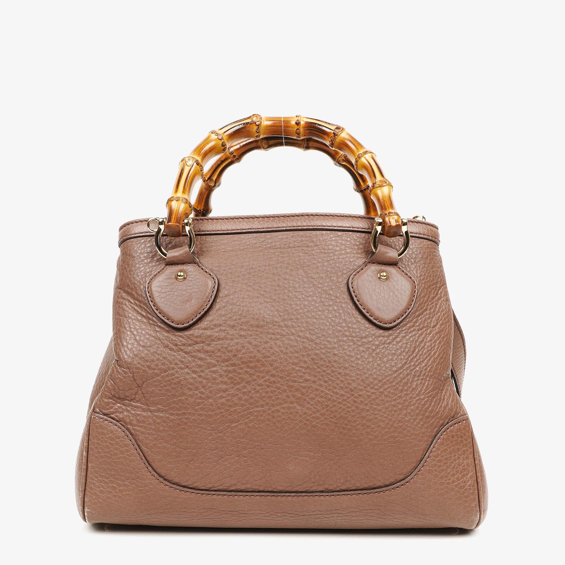Gucci Diana Bamboo Top Handle Black Pebbled Leather Tote Bag
