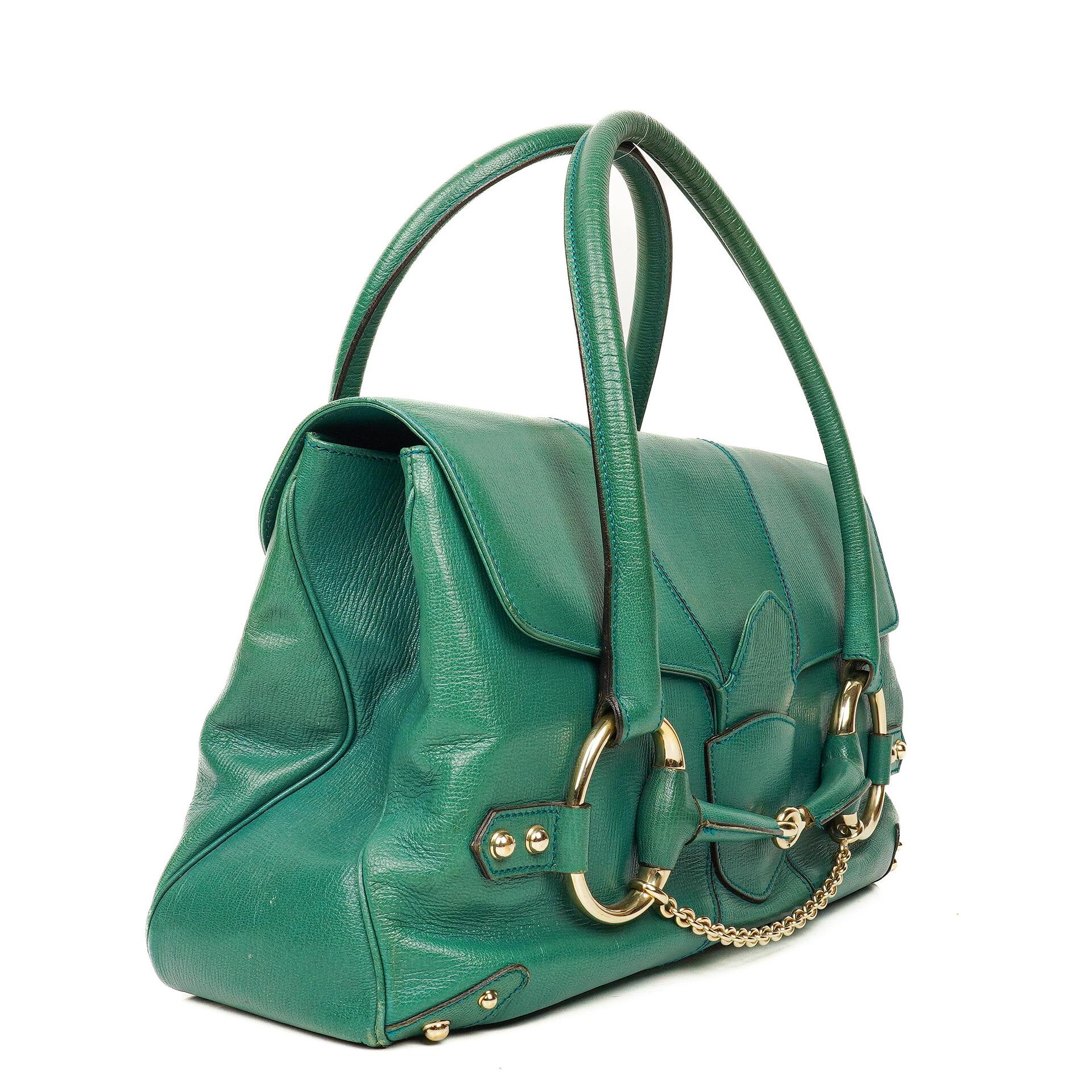 Gucci Grained Calfskin Large Horsebit Chain Flap Bag